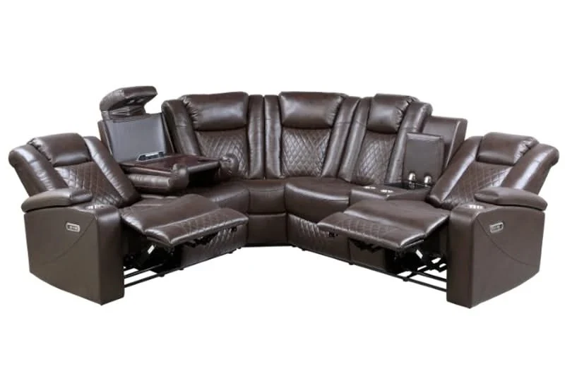 Encore Black 3-Piece Power Reclining Sectional with Power Headrests & Storage Console - Image 5