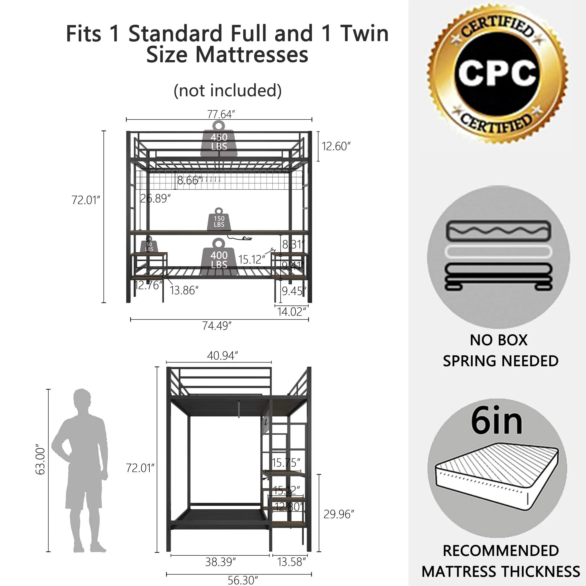 Ethan - Bunk Bed With Desk, Charging Station, Storage Shelves - Image 7