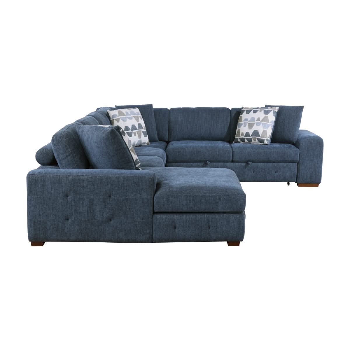 Evolution Blue Modern 4 PC Sectional with Pull-Out Bed, Storage Chaise and Throw Accent pillows - Image 13