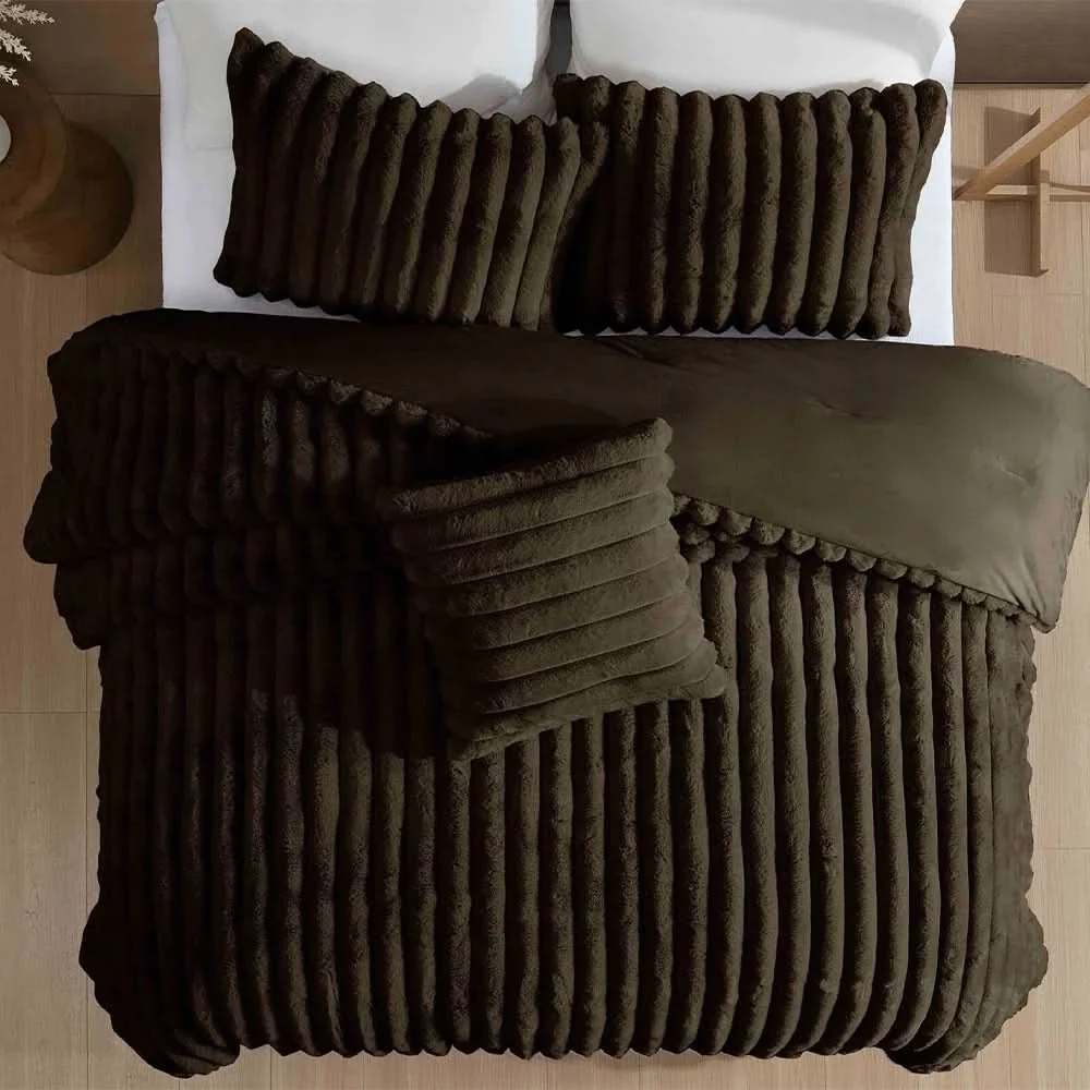 Evolve Brown or Taupe 4PC Comforter Set with Modern Textured Style - Image 5