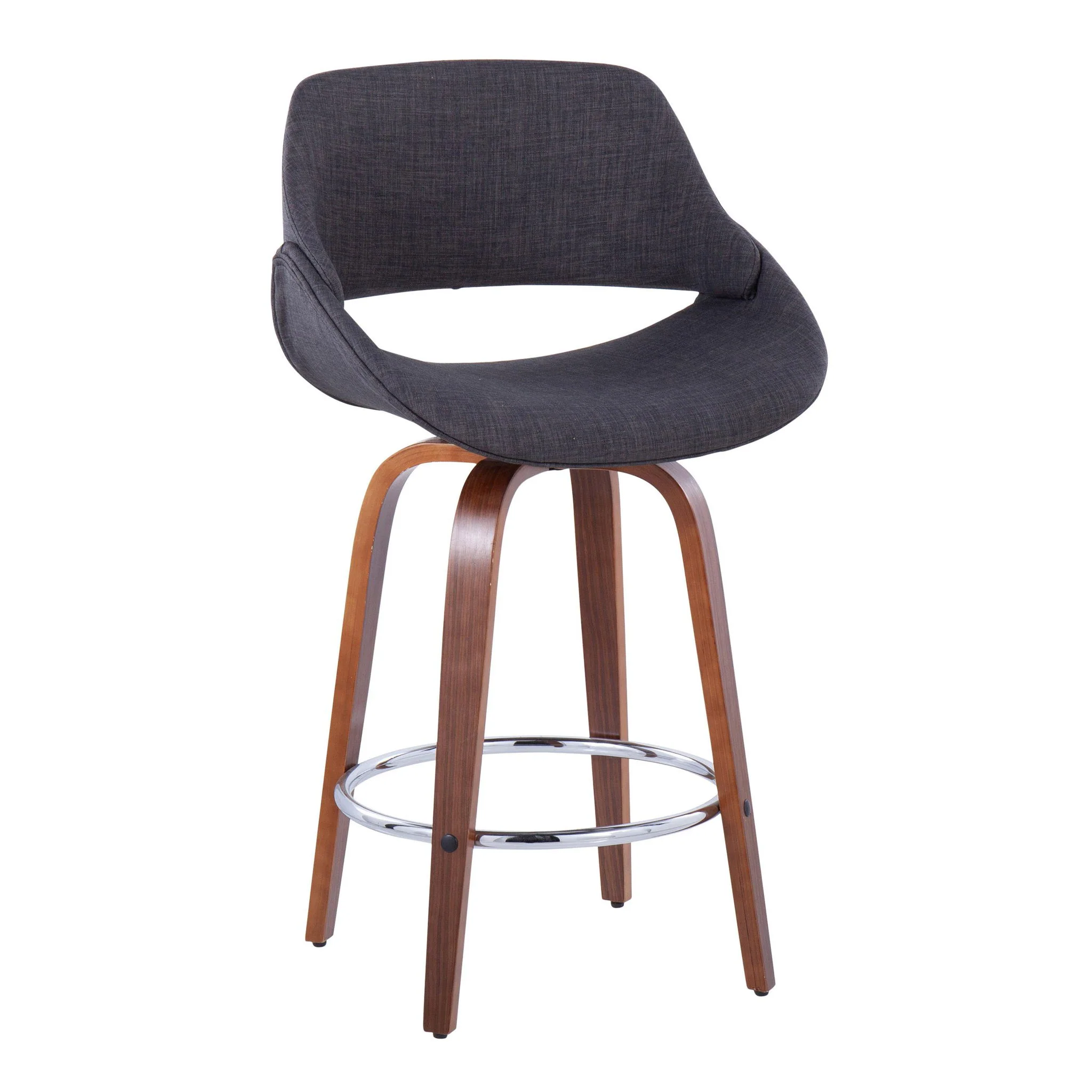 Fabrico - Mid Century Modern, Fixed Height Counter Stool With Round Footrest (Set of 2) - Image 12
