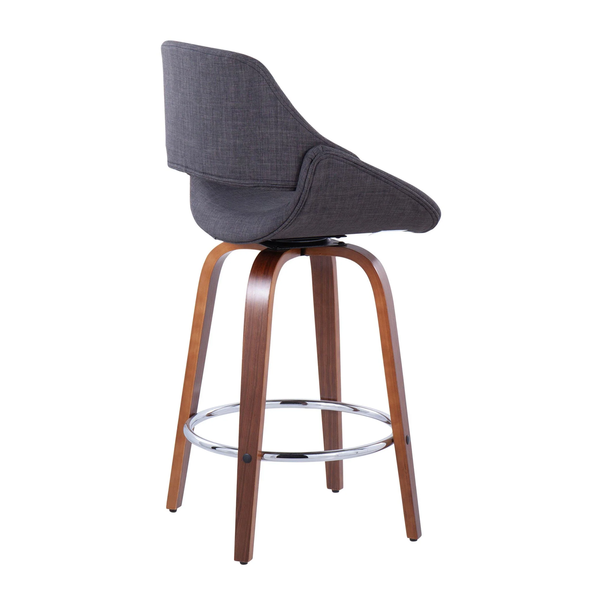 Fabrico - Mid Century Modern, Fixed Height Counter Stool With Round Footrest (Set of 2) - Image 13
