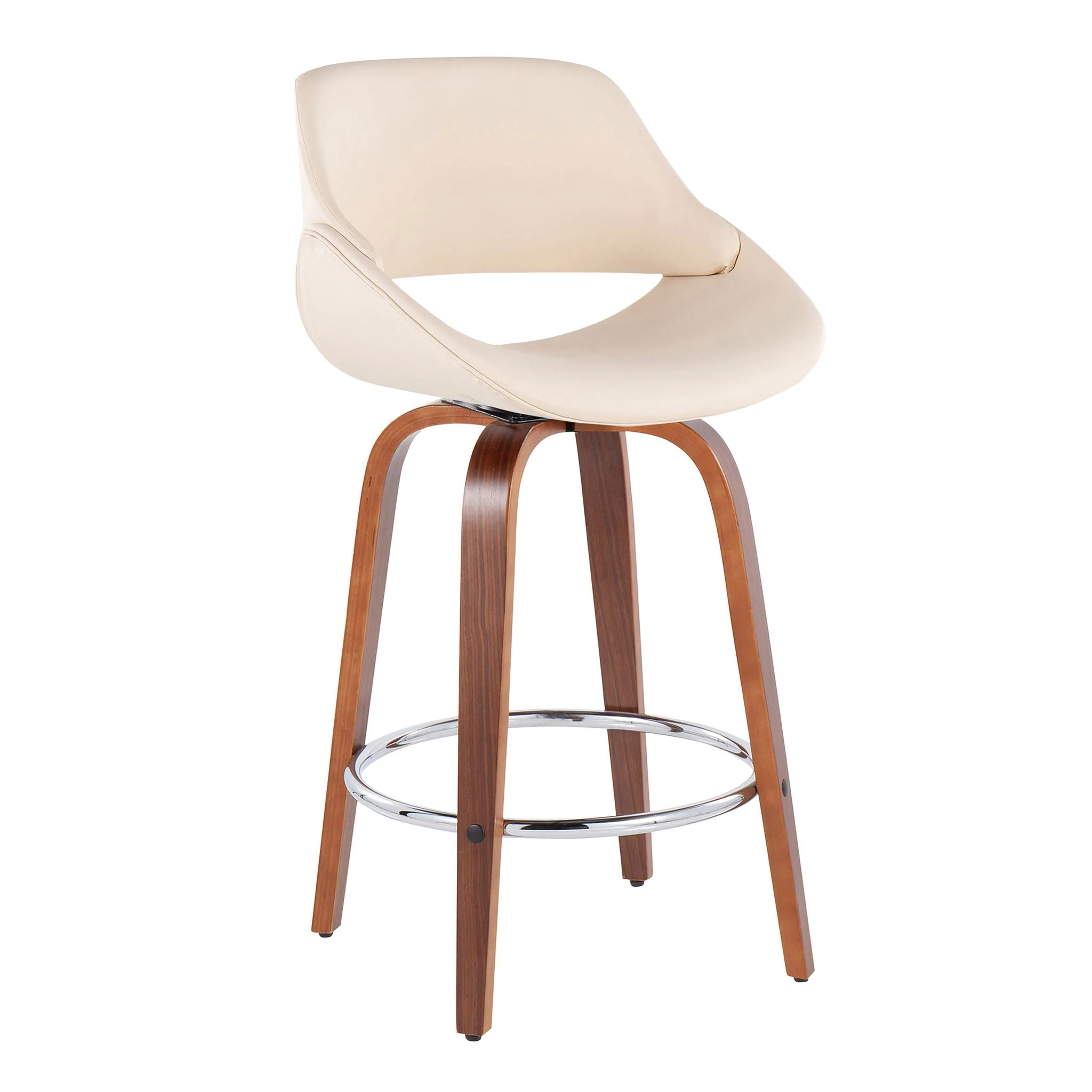 Fabrico - Mid Century Modern, Fixed Height Counter Stool With Round Footrest (Set of 2) - Image 14