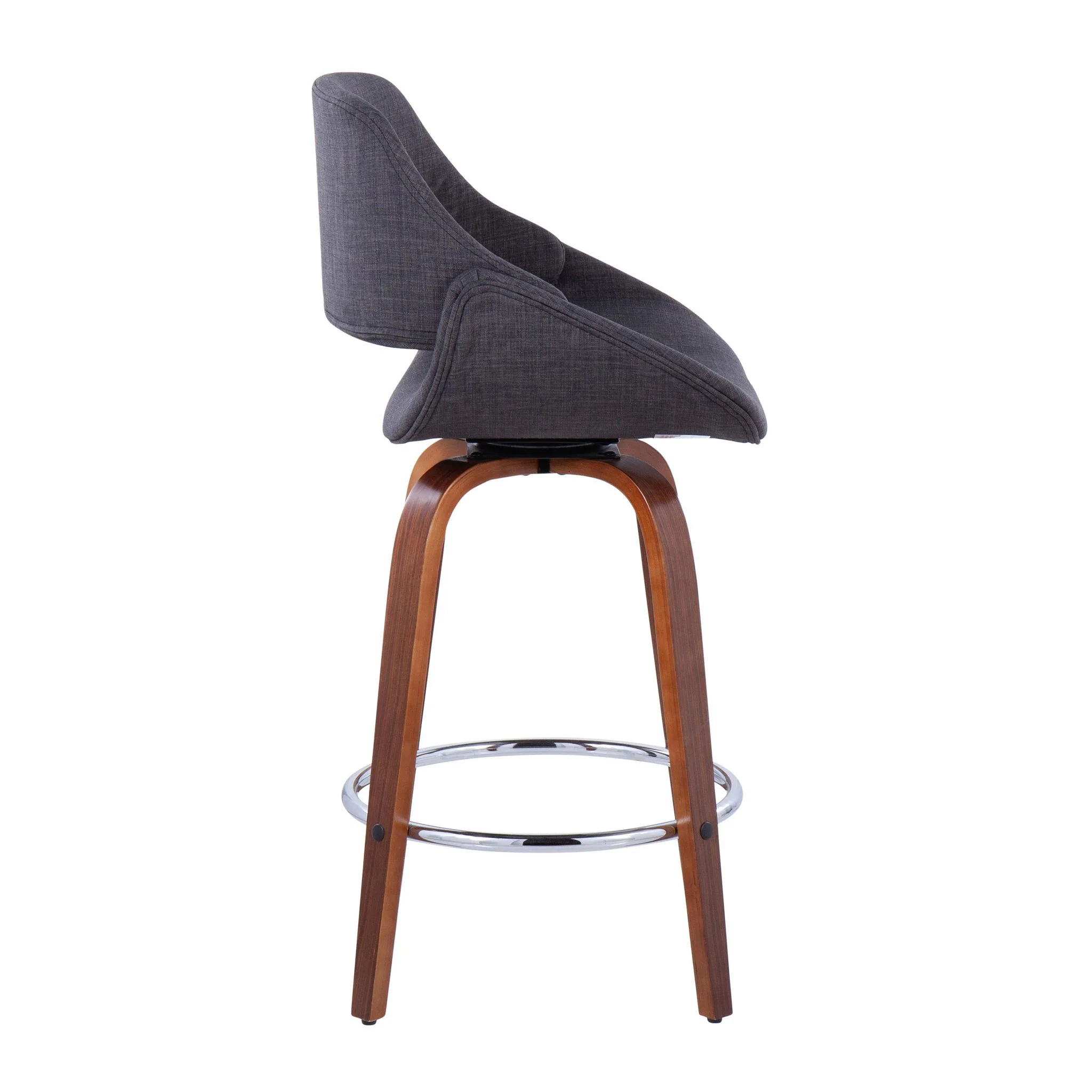 Fabrico - Mid Century Modern, Fixed Height Counter Stool With Round Footrest (Set of 2) - Image 16