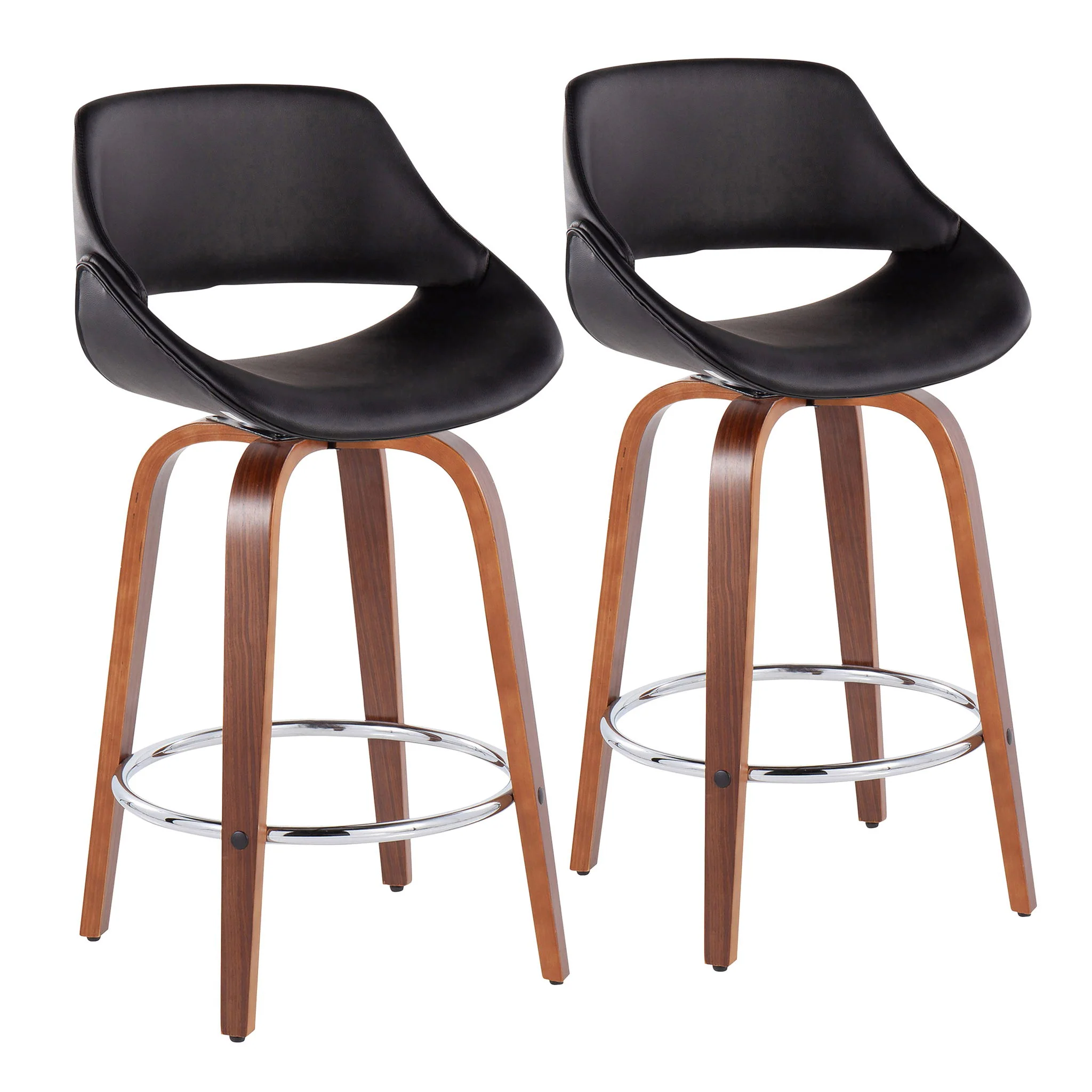 Fabrico - Mid Century Modern, Fixed Height Counter Stool With Round Footrest (Set of 2) - Image 4