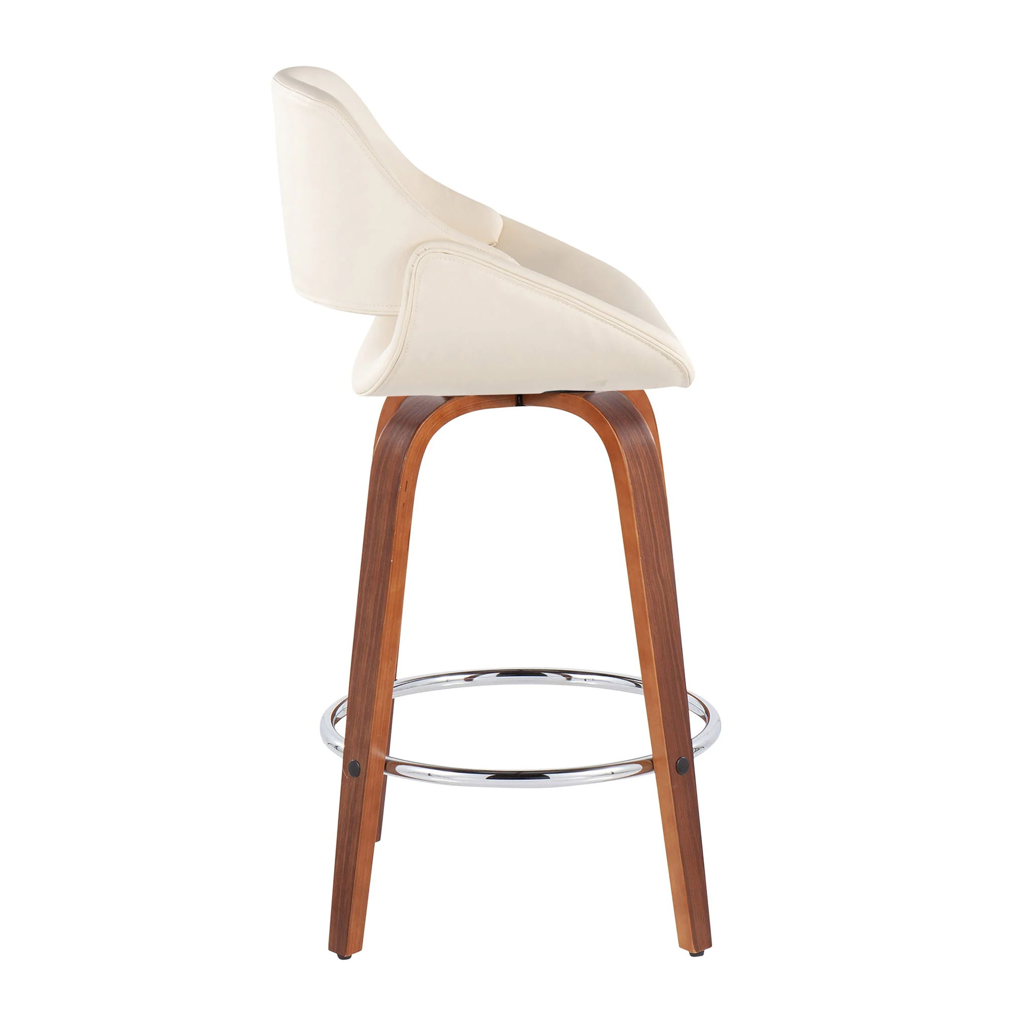 Fabrico - Mid Century Modern, Fixed Height Counter Stool With Round Footrest (Set of 2) - Image 5
