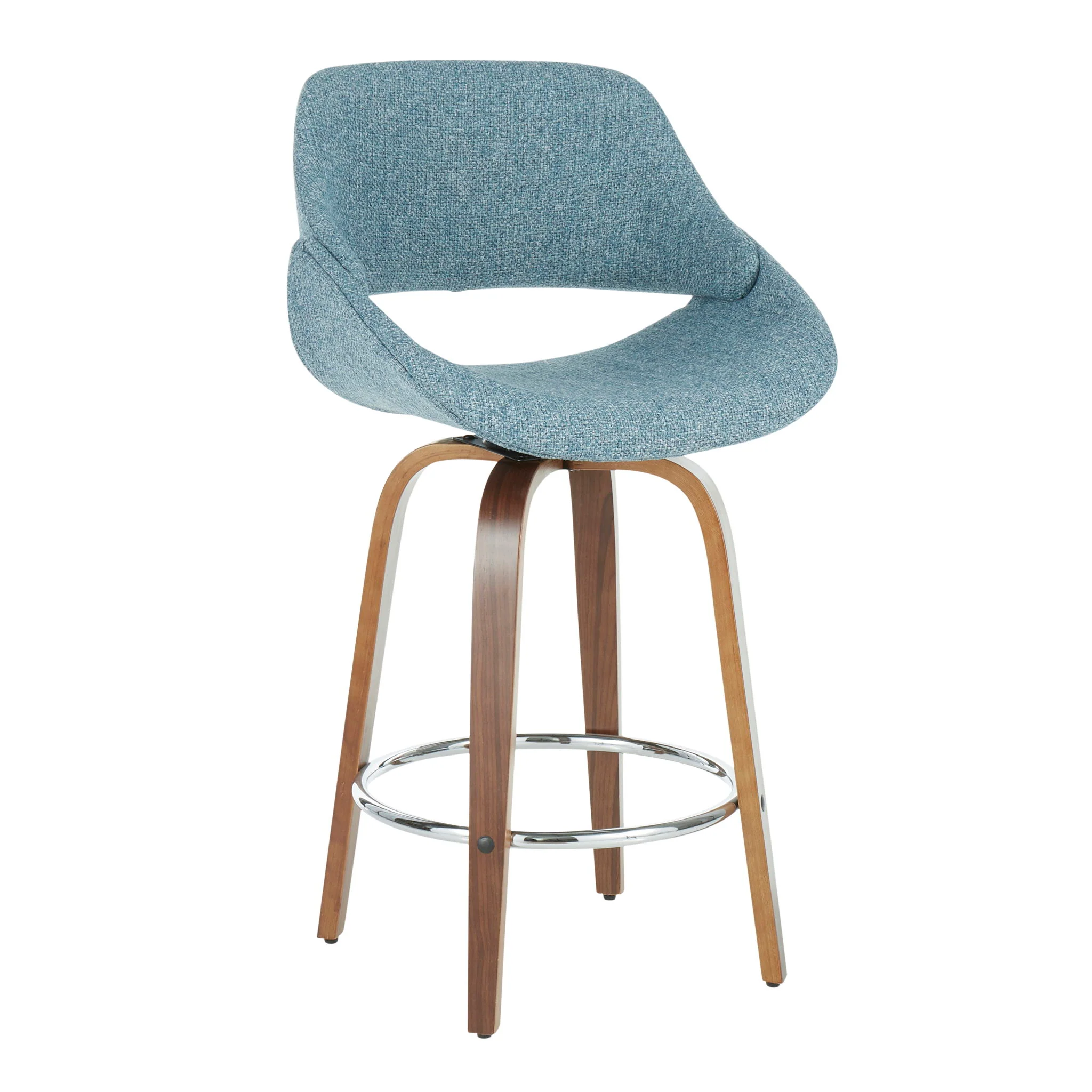 Fabrico - Mid Century Modern, Fixed Height Counter Stool With Round Footrest (Set of 2) - Image 8