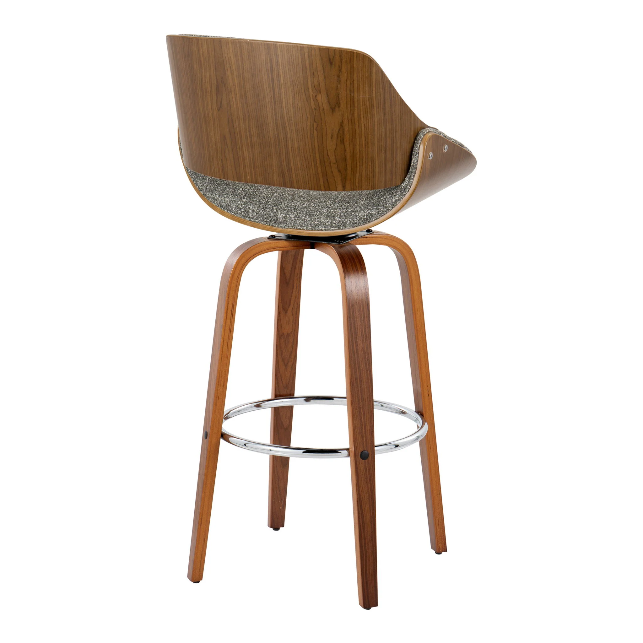 Fabrizzi - Mid Century Modern Fixed Height Barstool With Swivel With Round Footrest (Set of 2) - Image 4