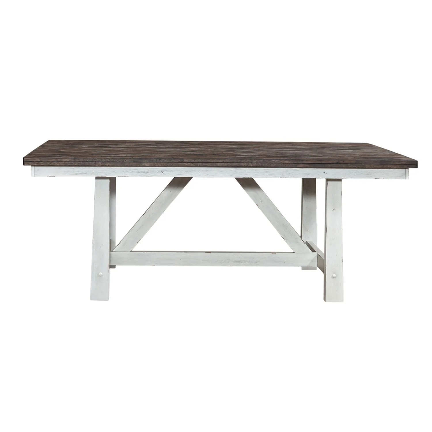 Farmhouse - Fixed Top Trestle Table - Two Tone White / Wood Tone - Image 3