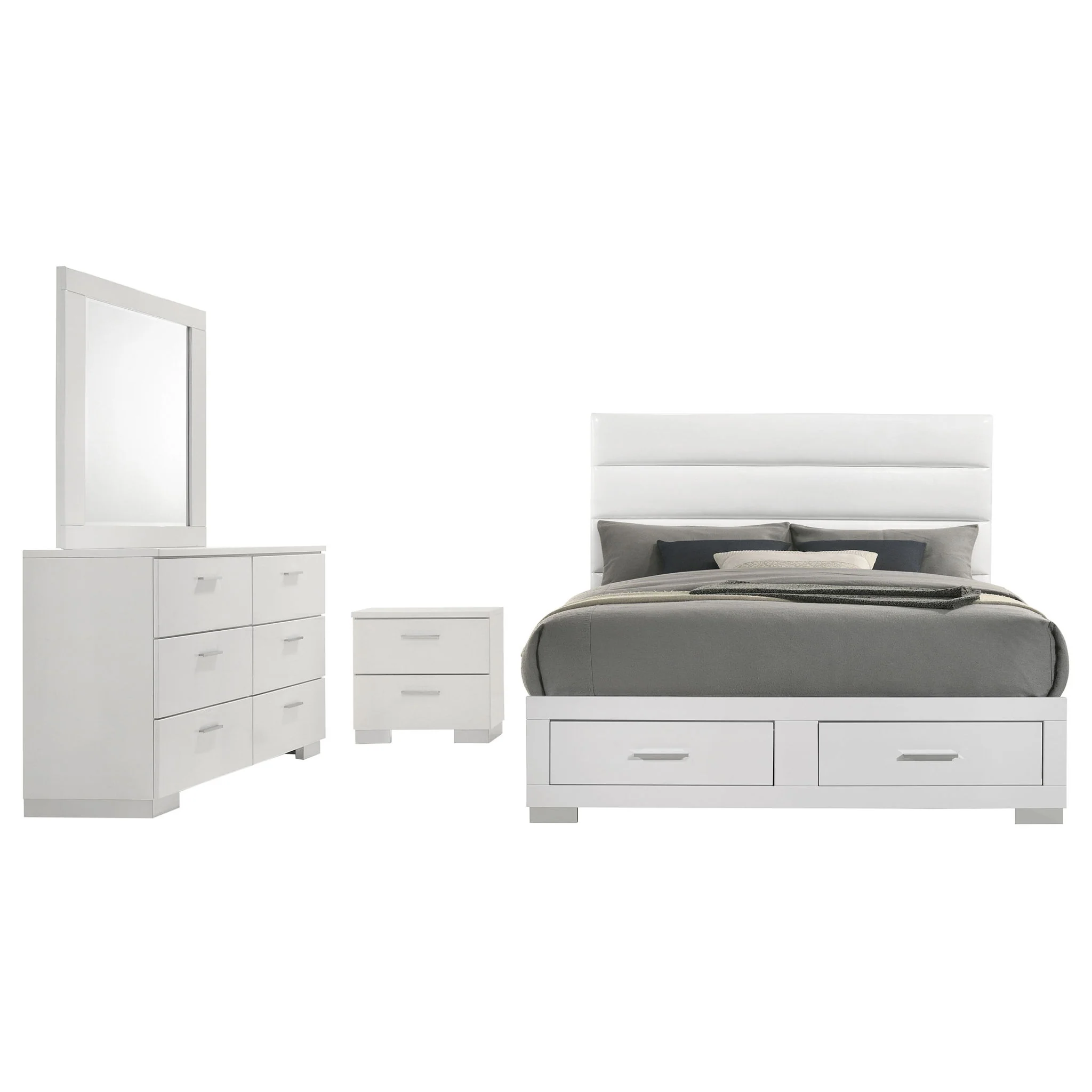 Felicity 4-piece Eastern King Platform Bedroom Set White - Image 2