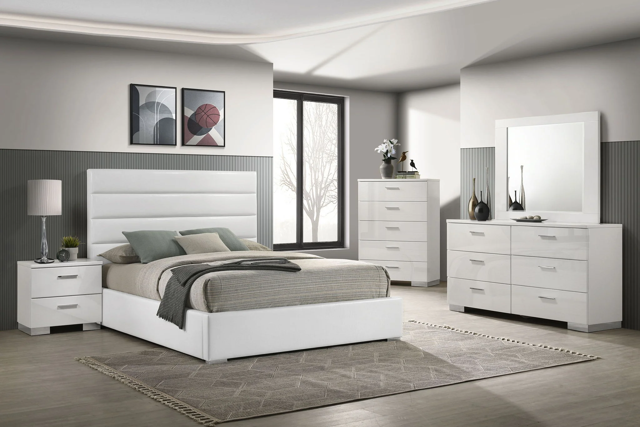 Felicity 5-piece California King Bedroom Set White High Gloss