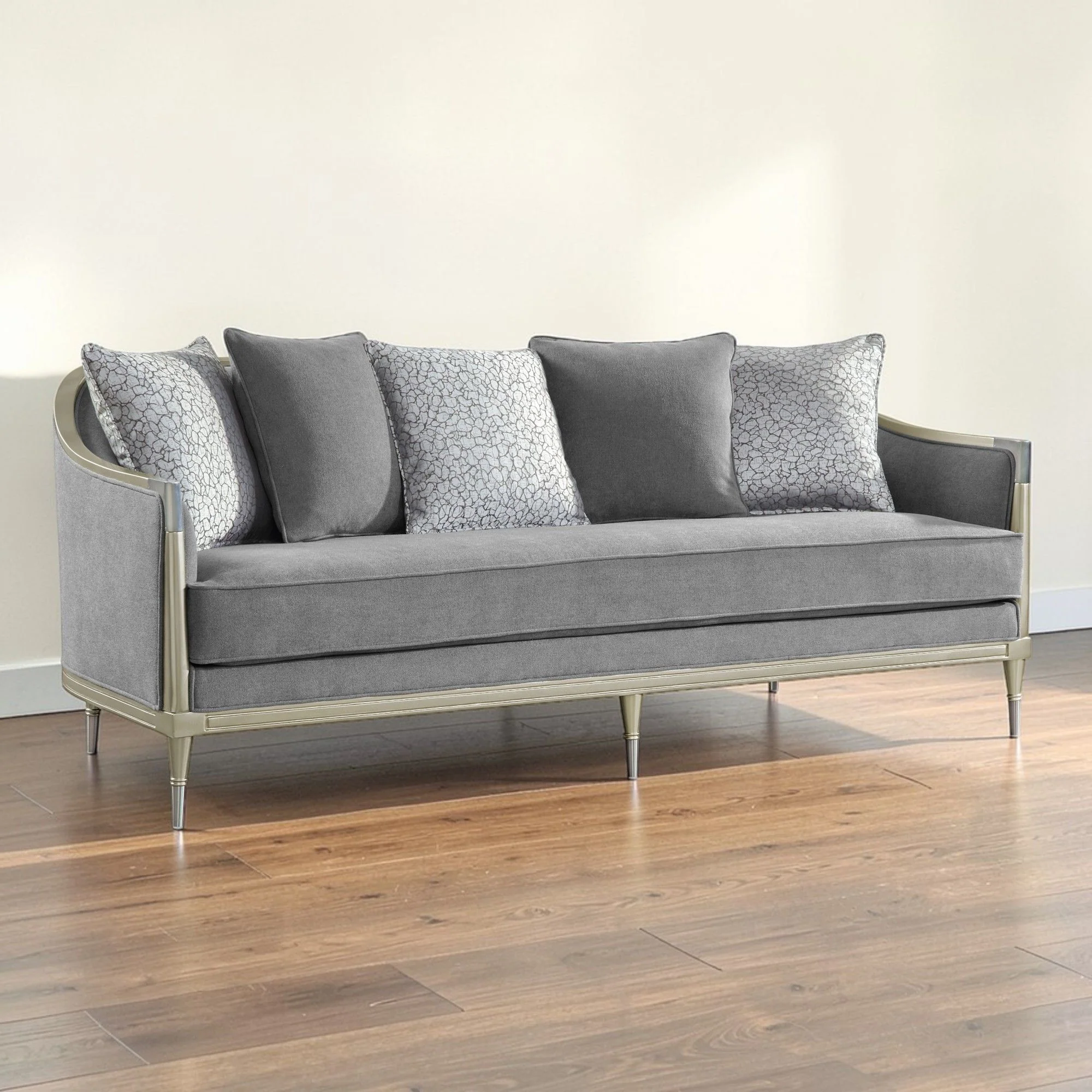 Fernando - Sofa With 5 Pillows - Champagne / Gray - Image 3