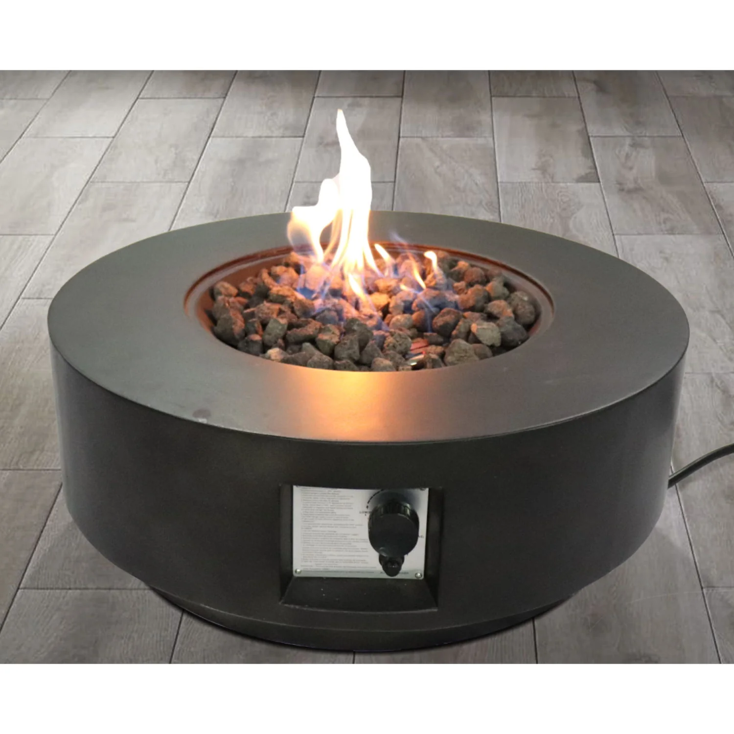 Fiber Reinforced Propane Gas Outdoor Fire Pit Table With Lid - Charcoal - Image 4