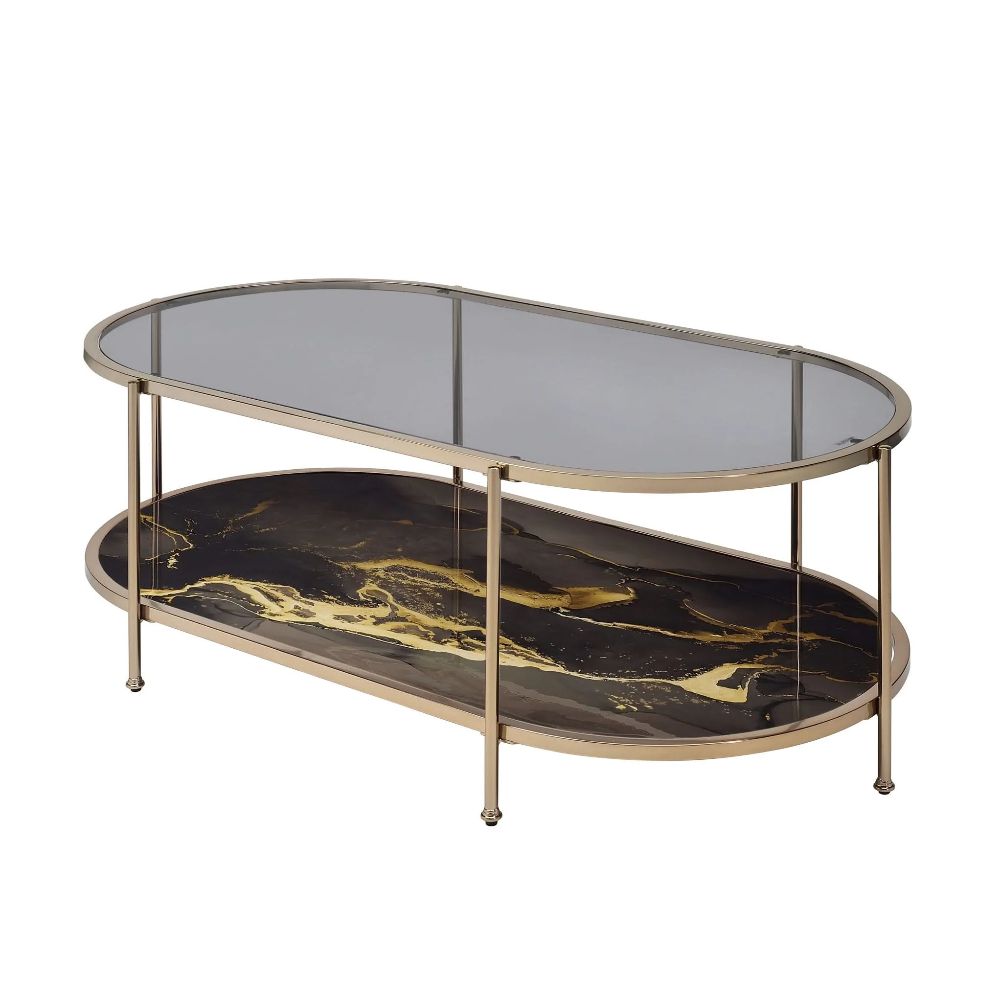 Fiorella - Marble Print Glass Table - Image 4