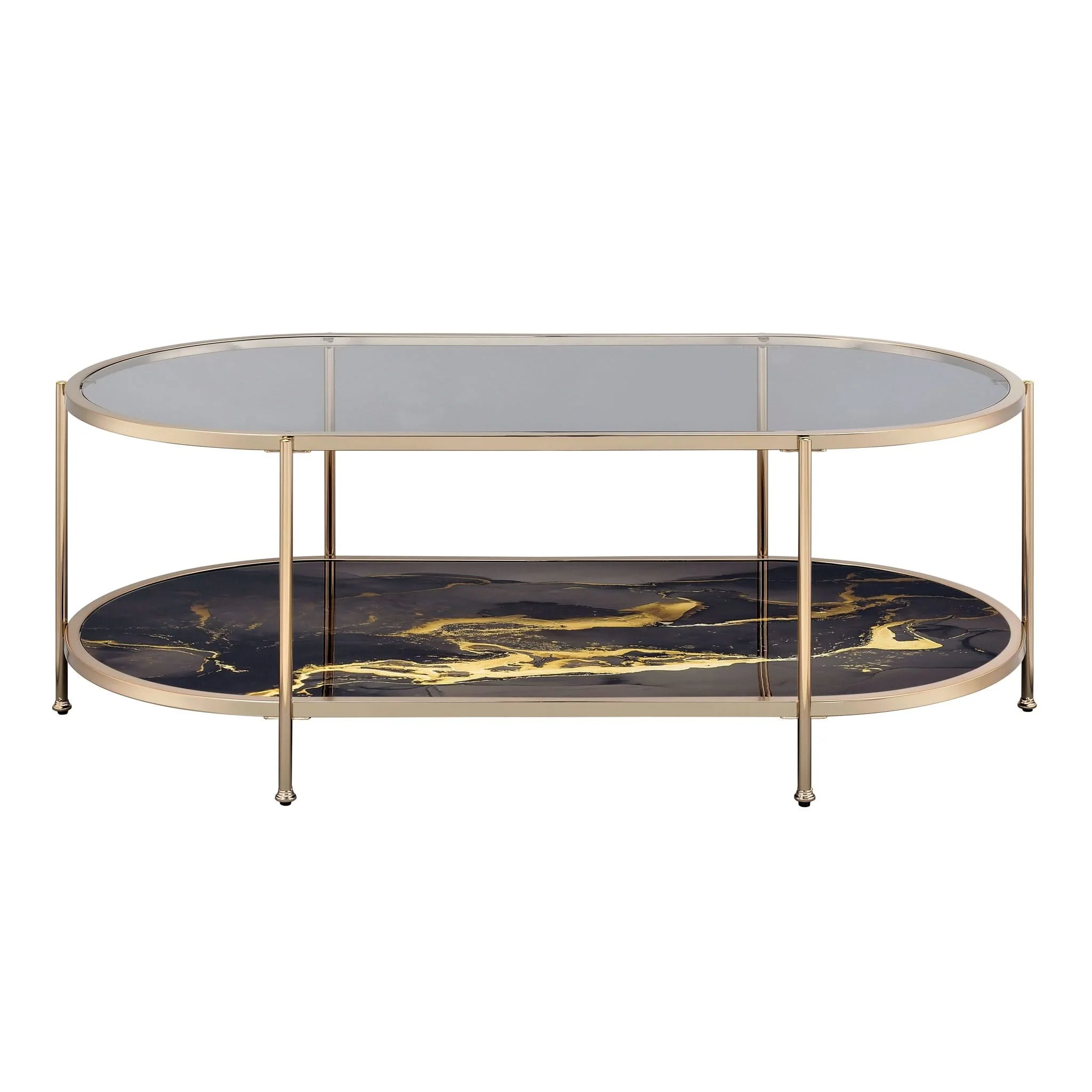 Fiorella - Marble Print Glass Table - Image 7