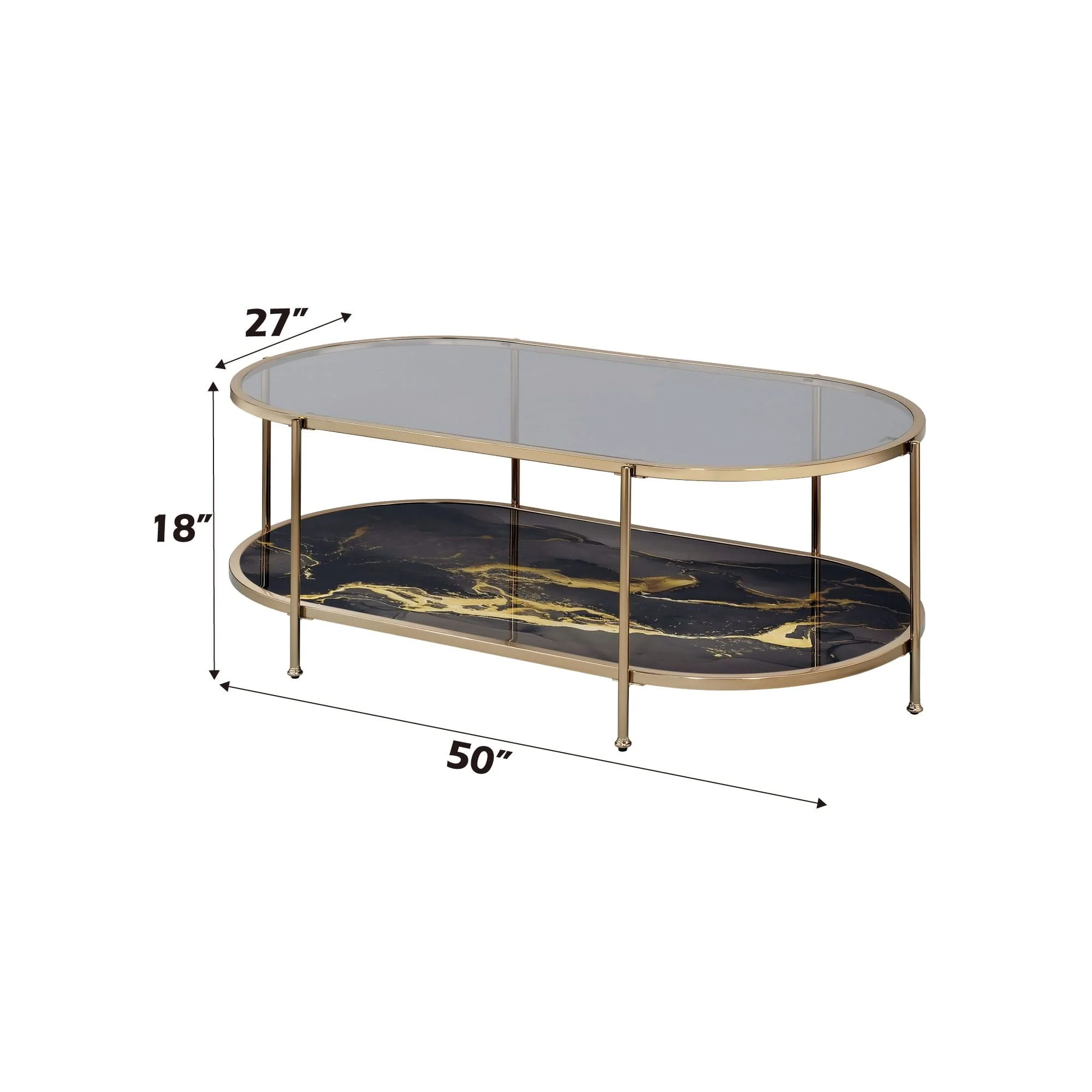 Fiorella - Marble Print Glass Table - Image 8