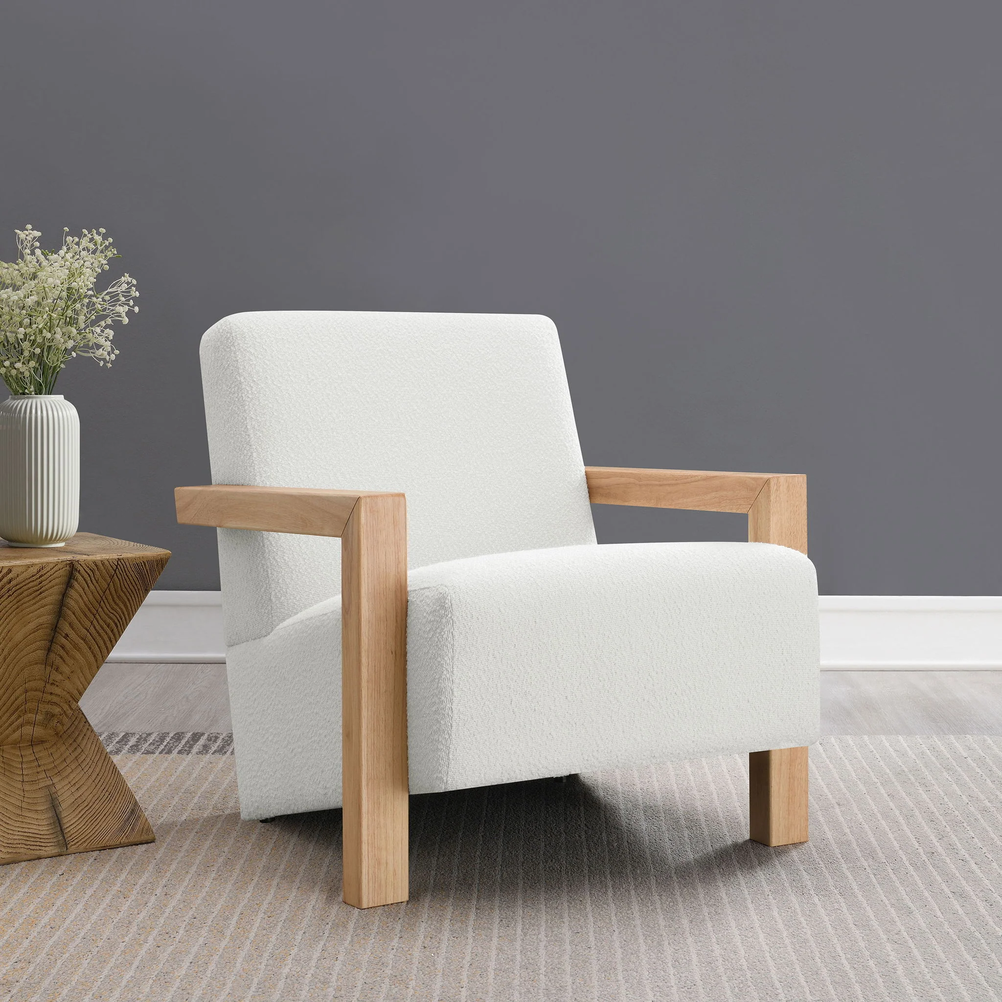 Fitzroy Boucle Upholstered Accent Arm Chair Ivory - Image 4