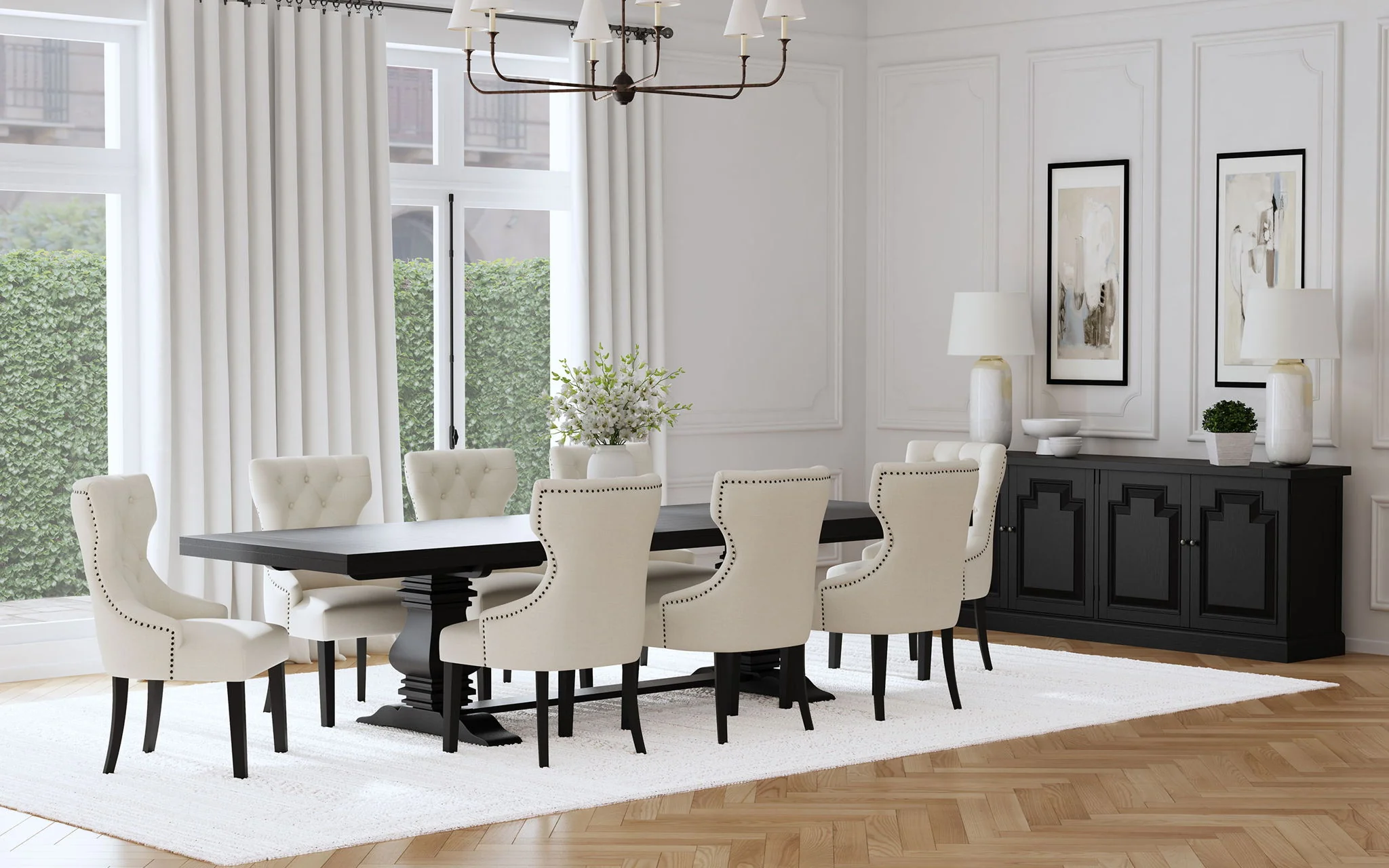 Florence 9-piece 126-inch Extension Dining Table Set Distressed Black