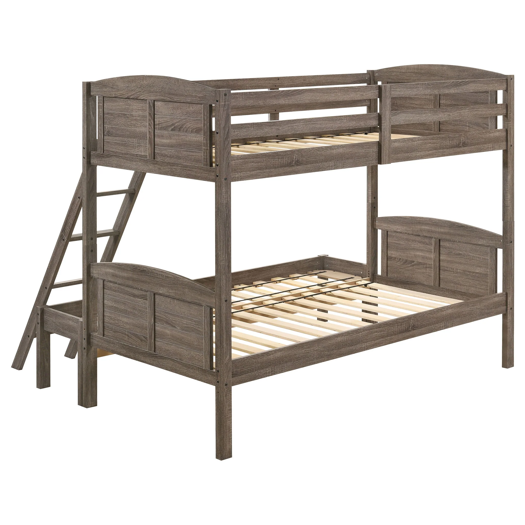 Flynn Wood Twin Over Full Bunk Bed Weathered Brown - Image 4
