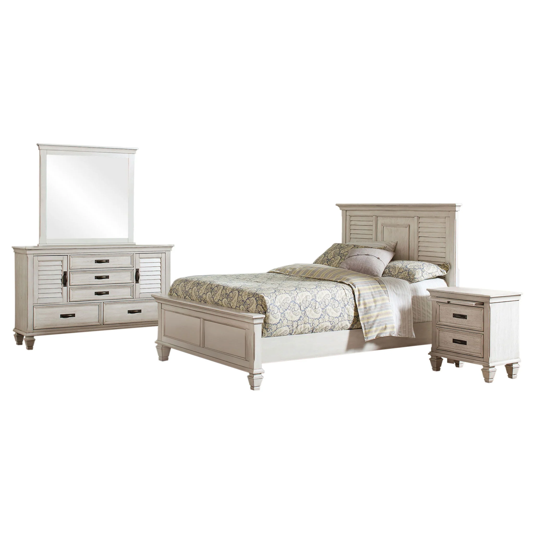 Franco 4-piece Eastern King Bedroom Set Distressed White - Image 4