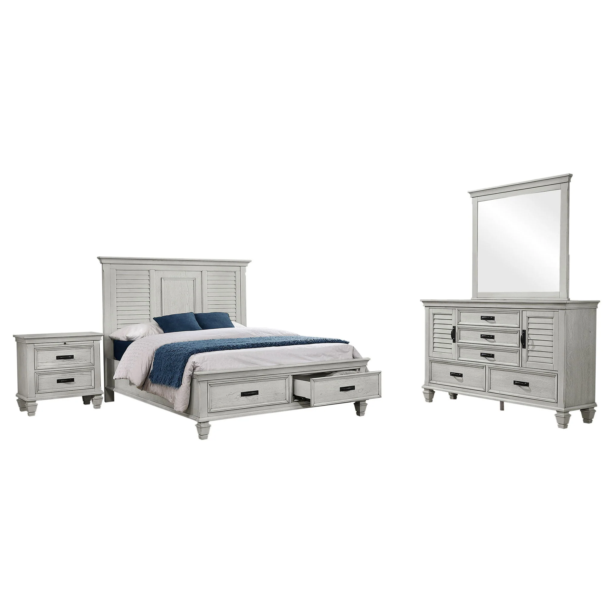 Franco 4-piece Queen Bedroom Set Distressed White - Image 2