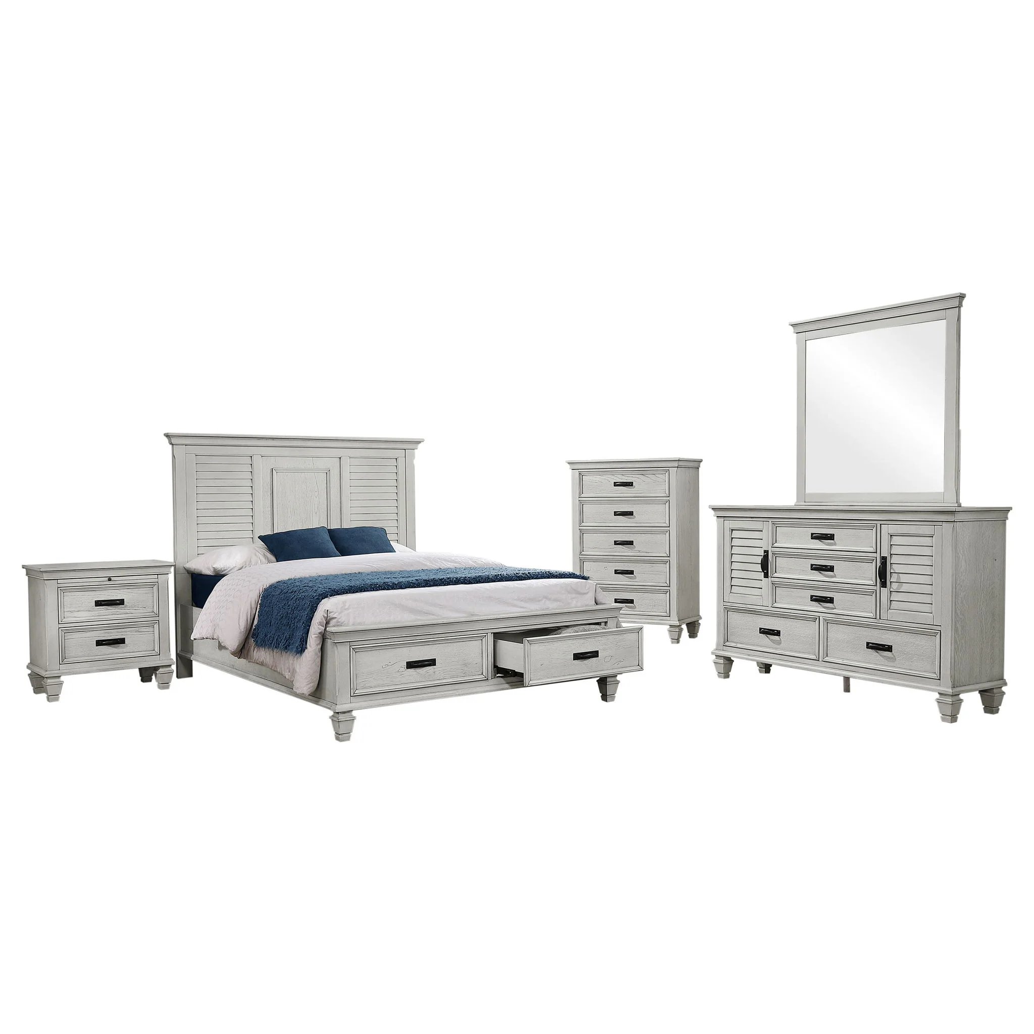 Franco 5-piece Eastern King Bedroom Set Distressed White - Image 4