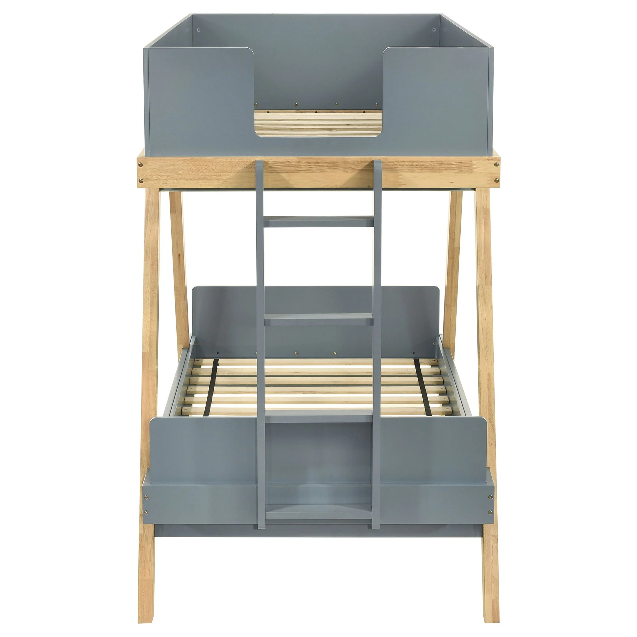 Frankie Wood Twin Over Twin Bunk Bed Blue and Natural - Image 4