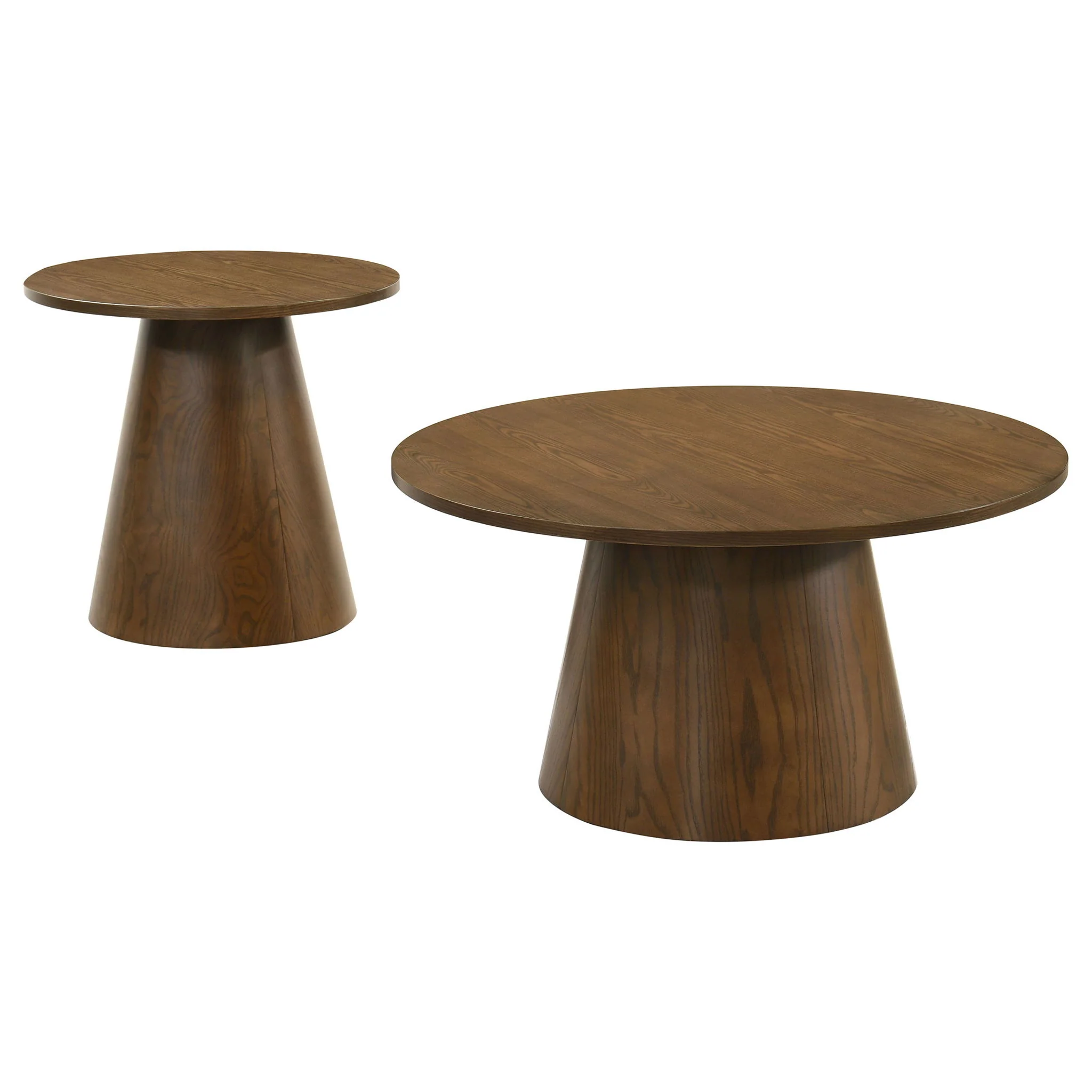 Franklin 2-piece Round Pedestal Coffee Table Set Dark Brown - Image 2