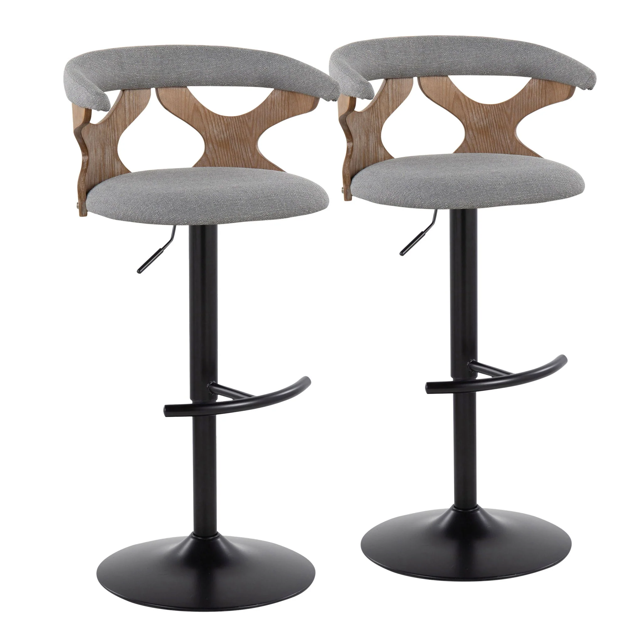 Gardenia - Contemporary Adjustable Barstool & Swivel With Rounded T Footrest (Set of 2) - Image 2