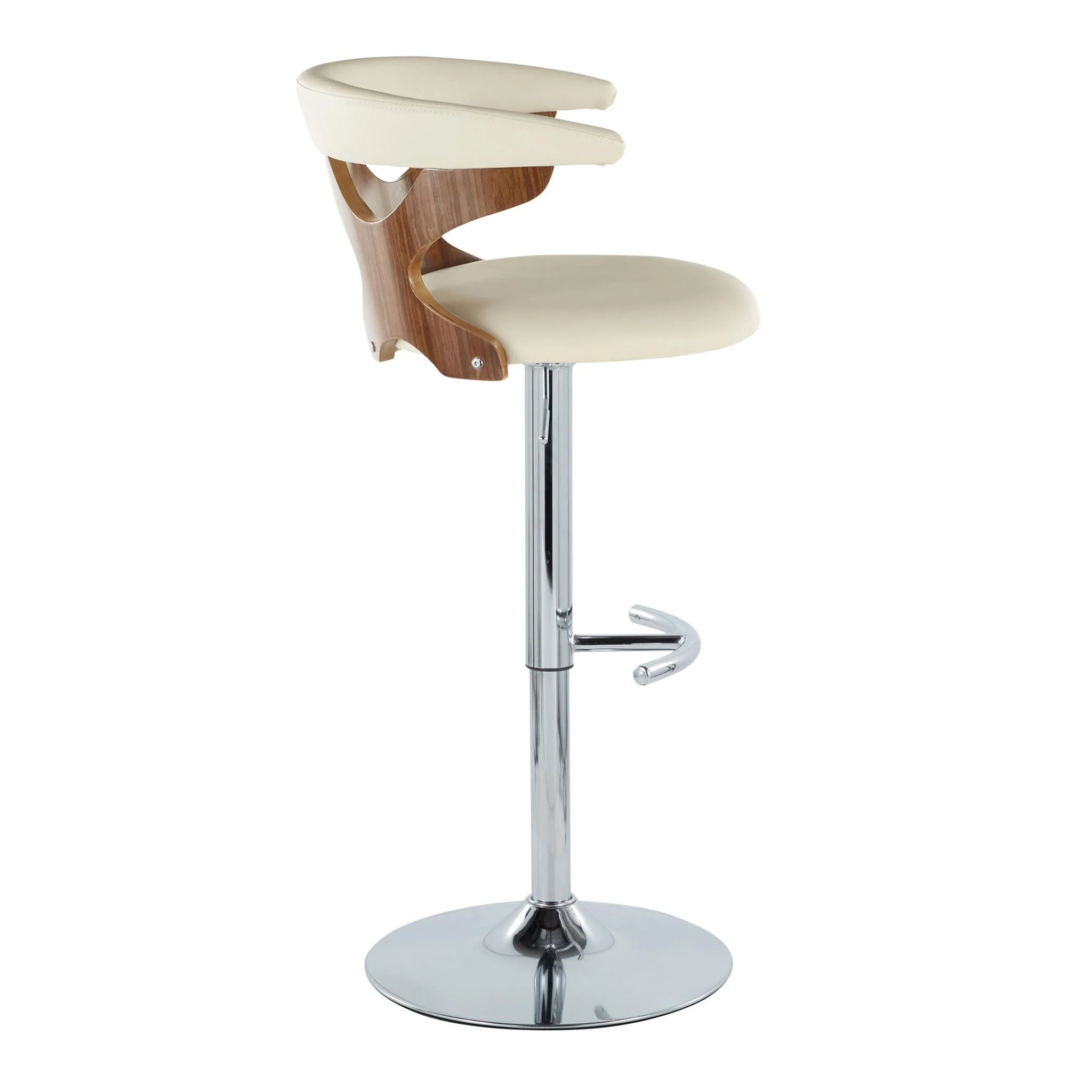 Gardenia - Mid Century Modern Adjustable Barstool With Swivel With Rounded T Footrest (Set of 2) - Image 3