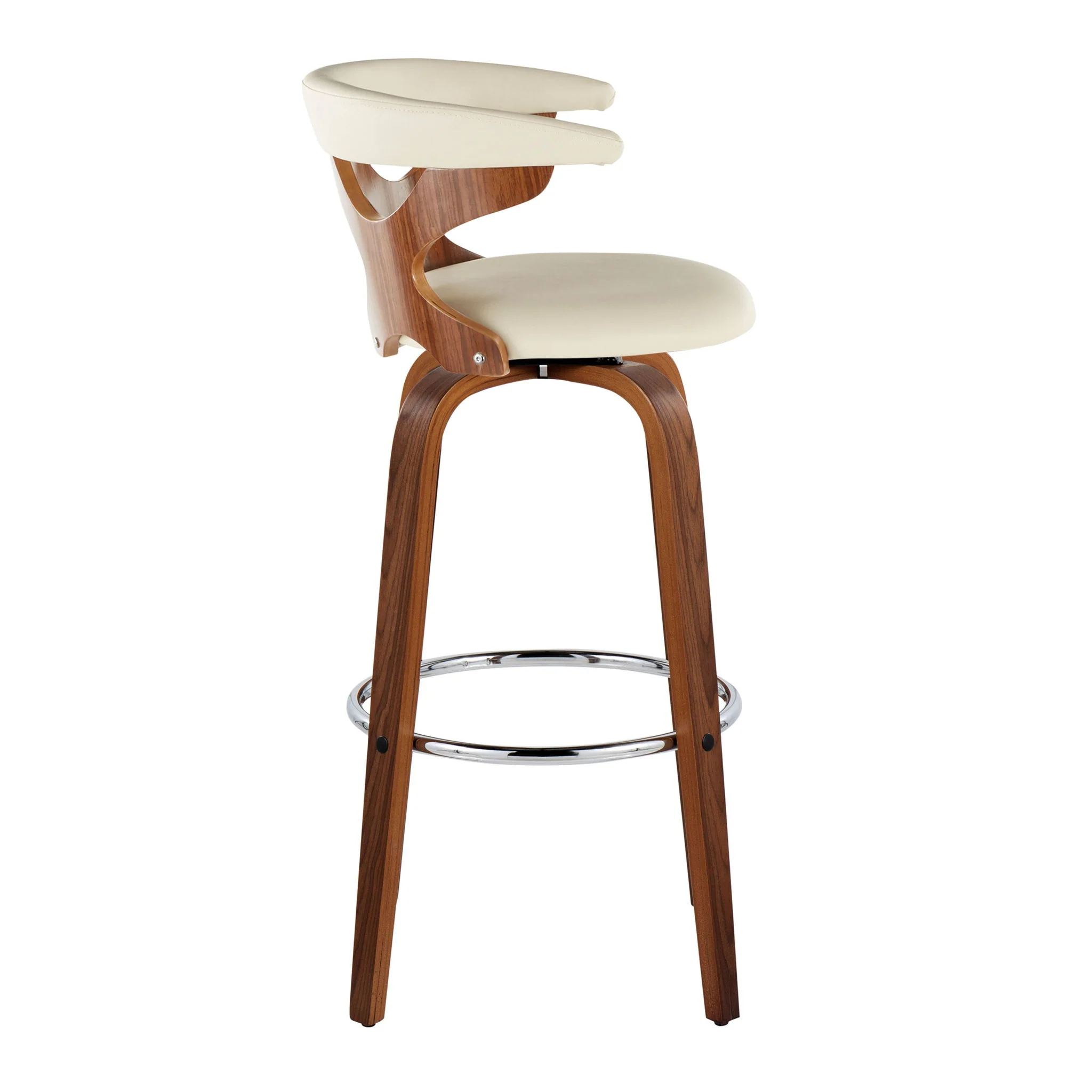 Gardenia - Mid Century Modern Fixed Height Barstool With Swivel With Round Footrest (Set of 2) - Image 6