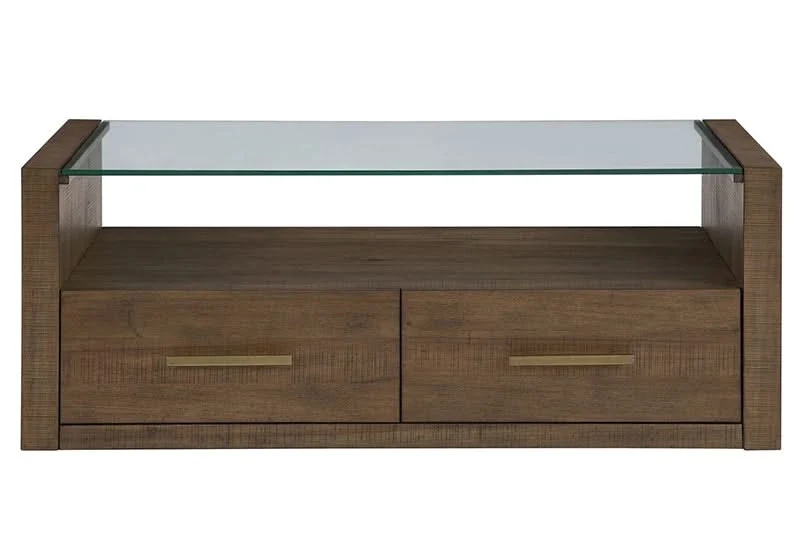 Garland Toffee Brown Modern Rustic Glass Top 3 PC Coffee Table Set - Image 10