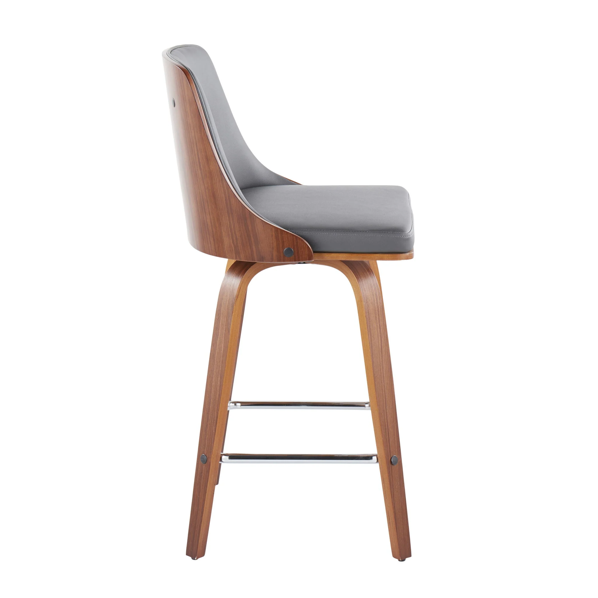 Gianna - Mid Century Modern Fixed Height Counter Stool With Swivel With Square Footrest (Set of 2) - Image 12
