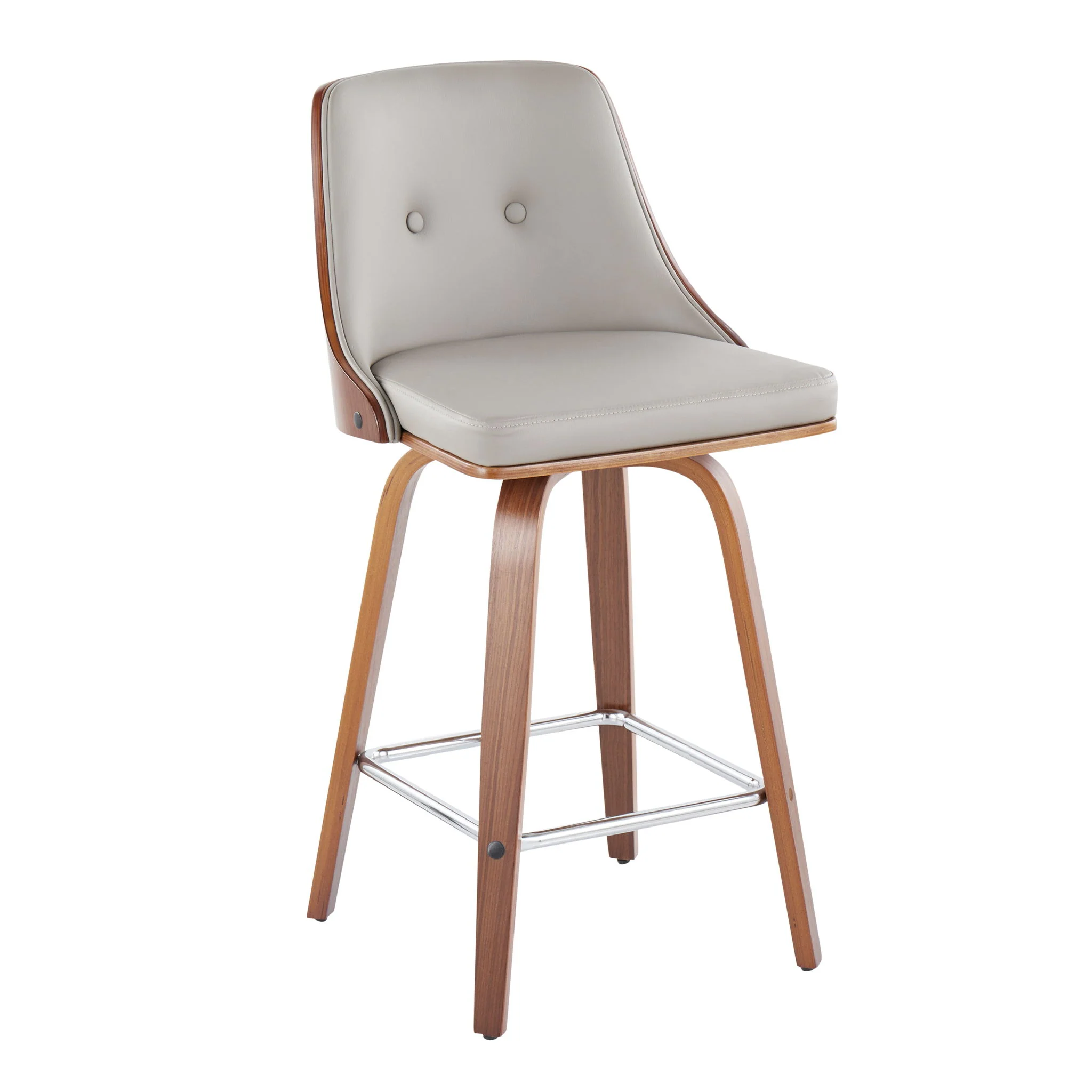 Gianna - Mid Century Modern Fixed Height Counter Stool With Swivel With Square Footrest (Set of 2) - Image 13