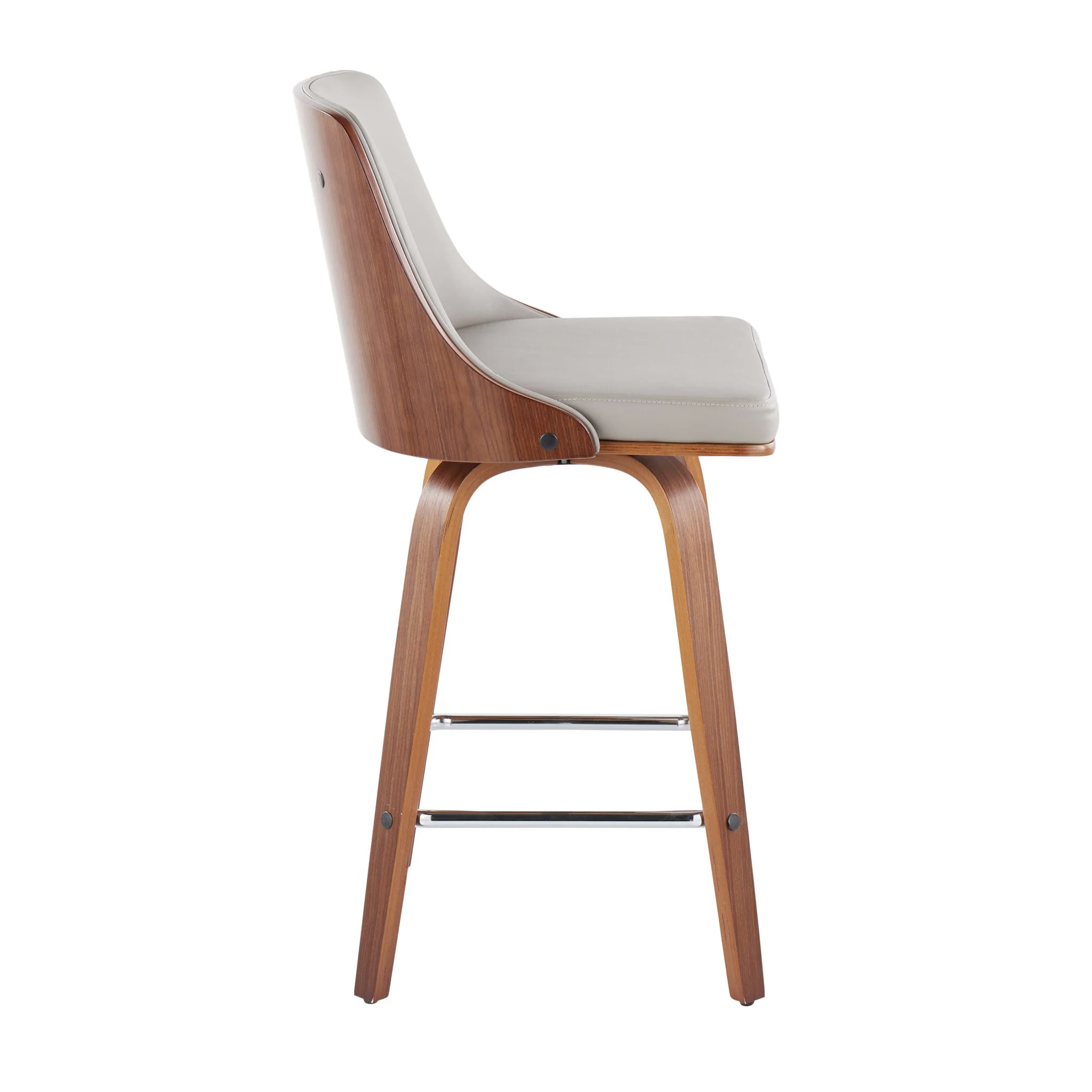 Gianna - Mid Century Modern Fixed Height Counter Stool With Swivel With Square Footrest (Set of 2) - Image 14