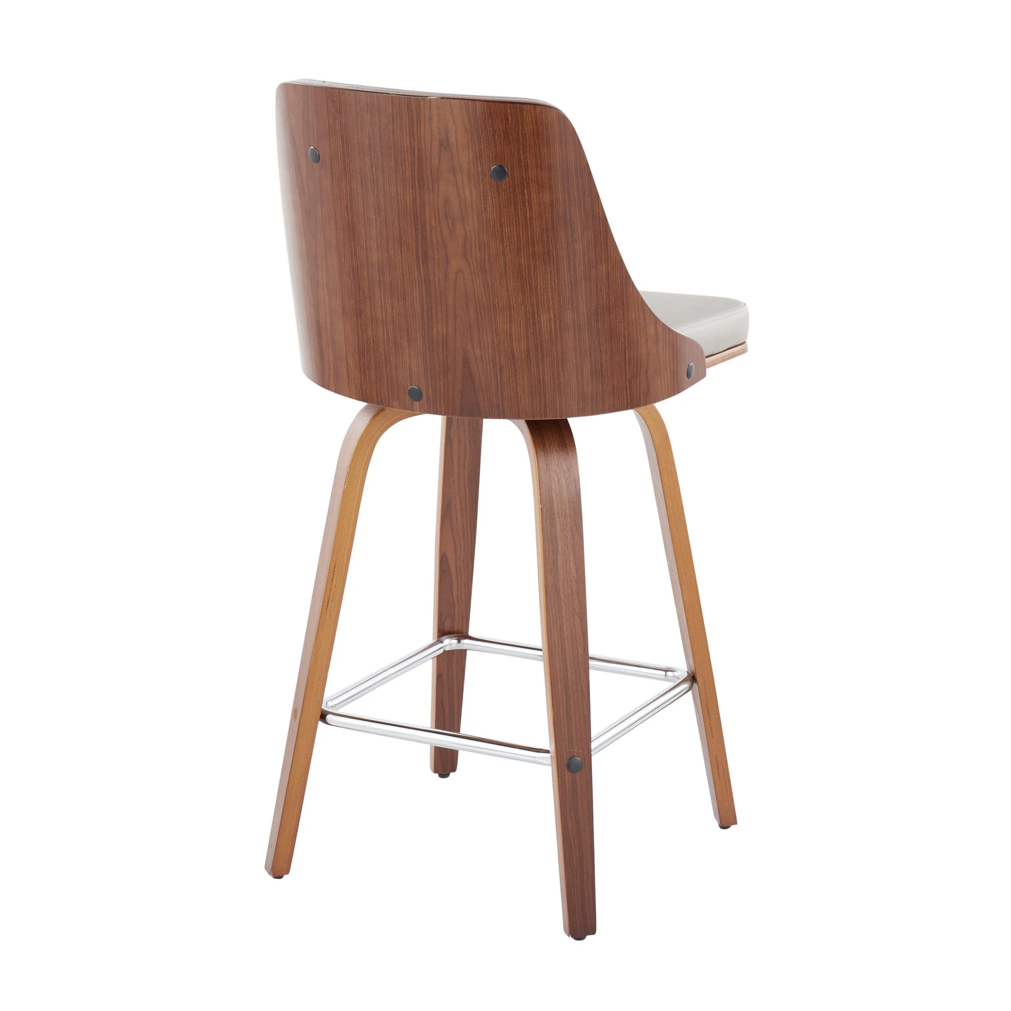 Gianna - Mid Century Modern Fixed Height Counter Stool With Swivel With Square Footrest (Set of 2) - Image 16