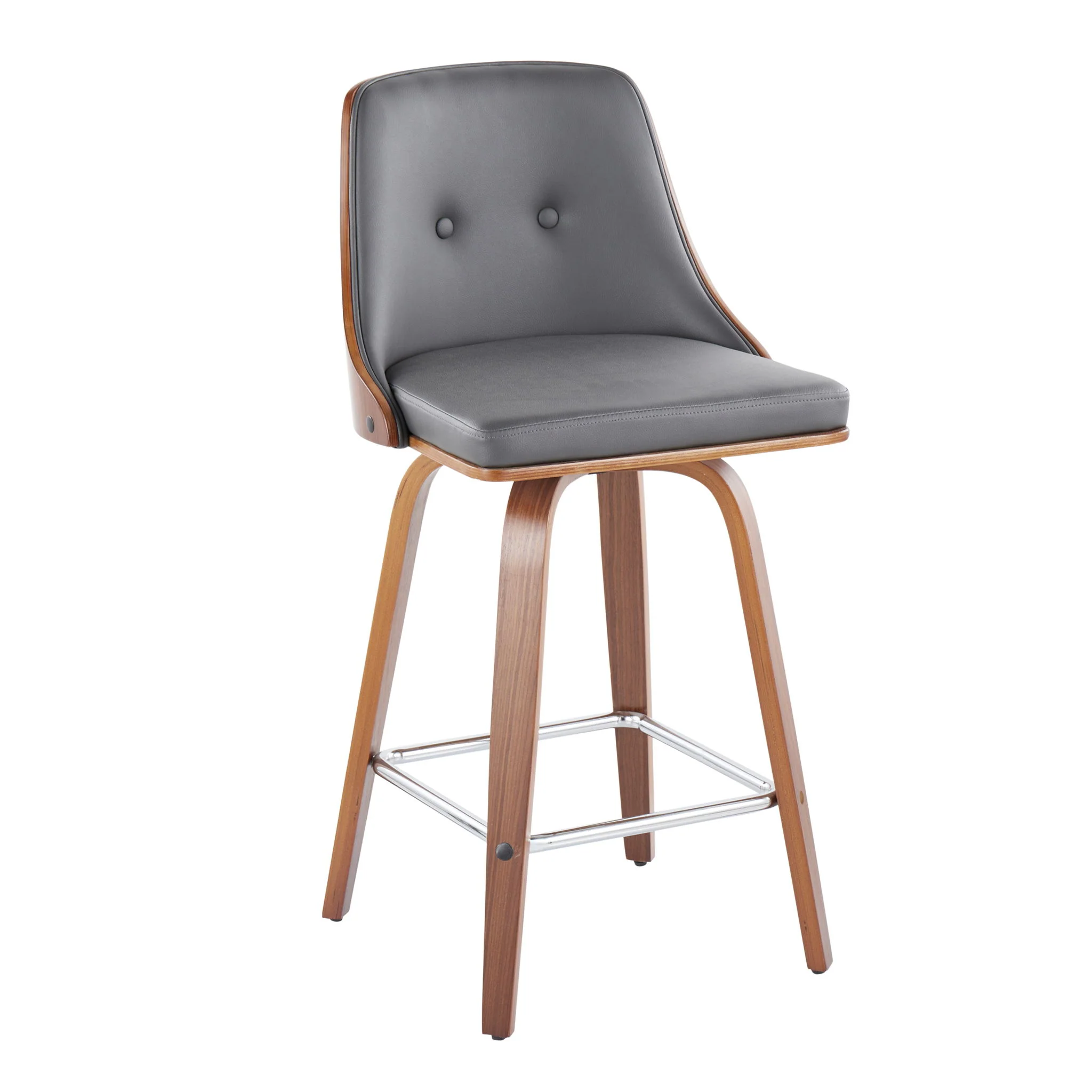Gianna - Mid Century Modern Fixed Height Counter Stool With Swivel With Square Footrest (Set of 2) - Image 5