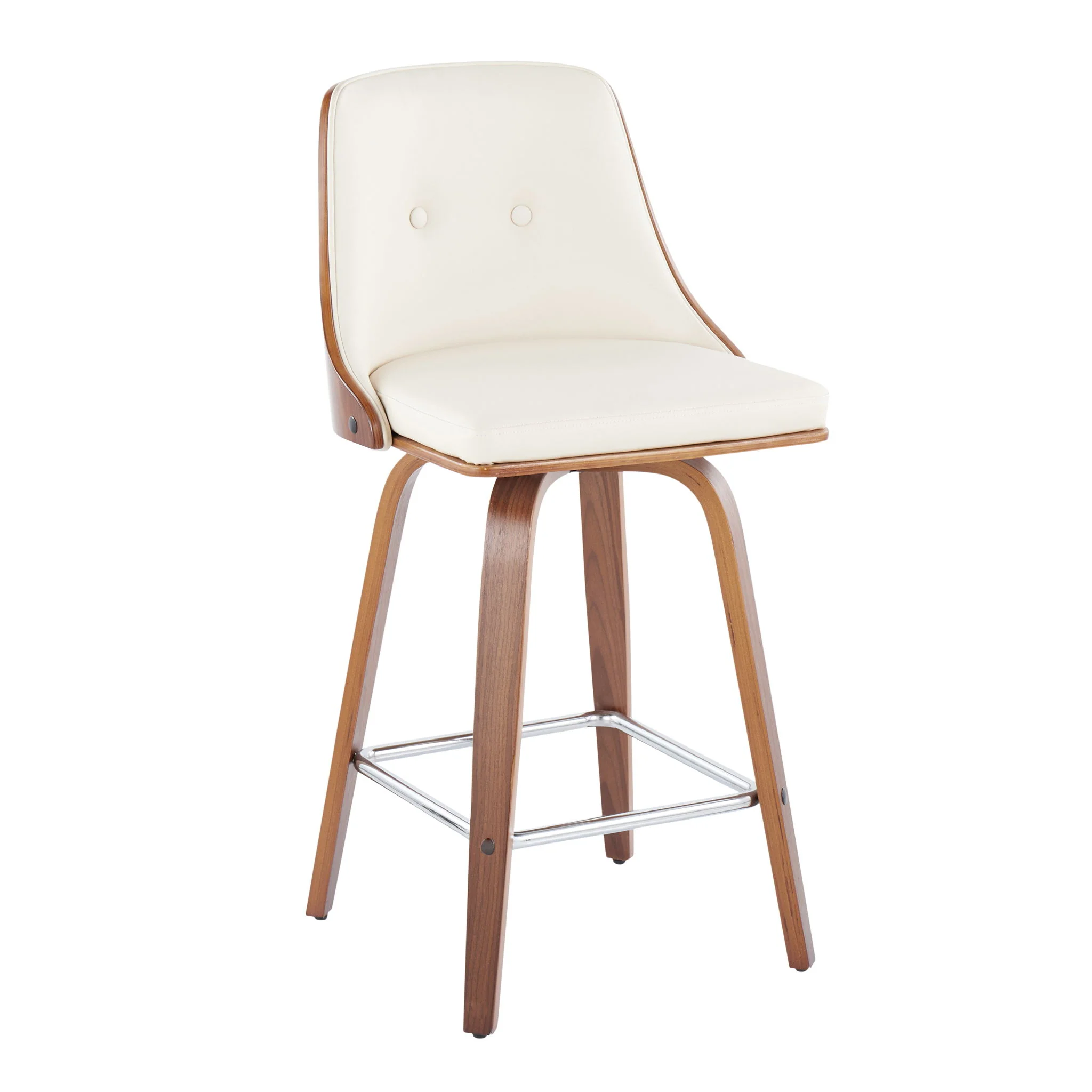 Gianna - Mid Century Modern Fixed Height Counter Stool With Swivel With Square Footrest (Set of 2) - Image 7