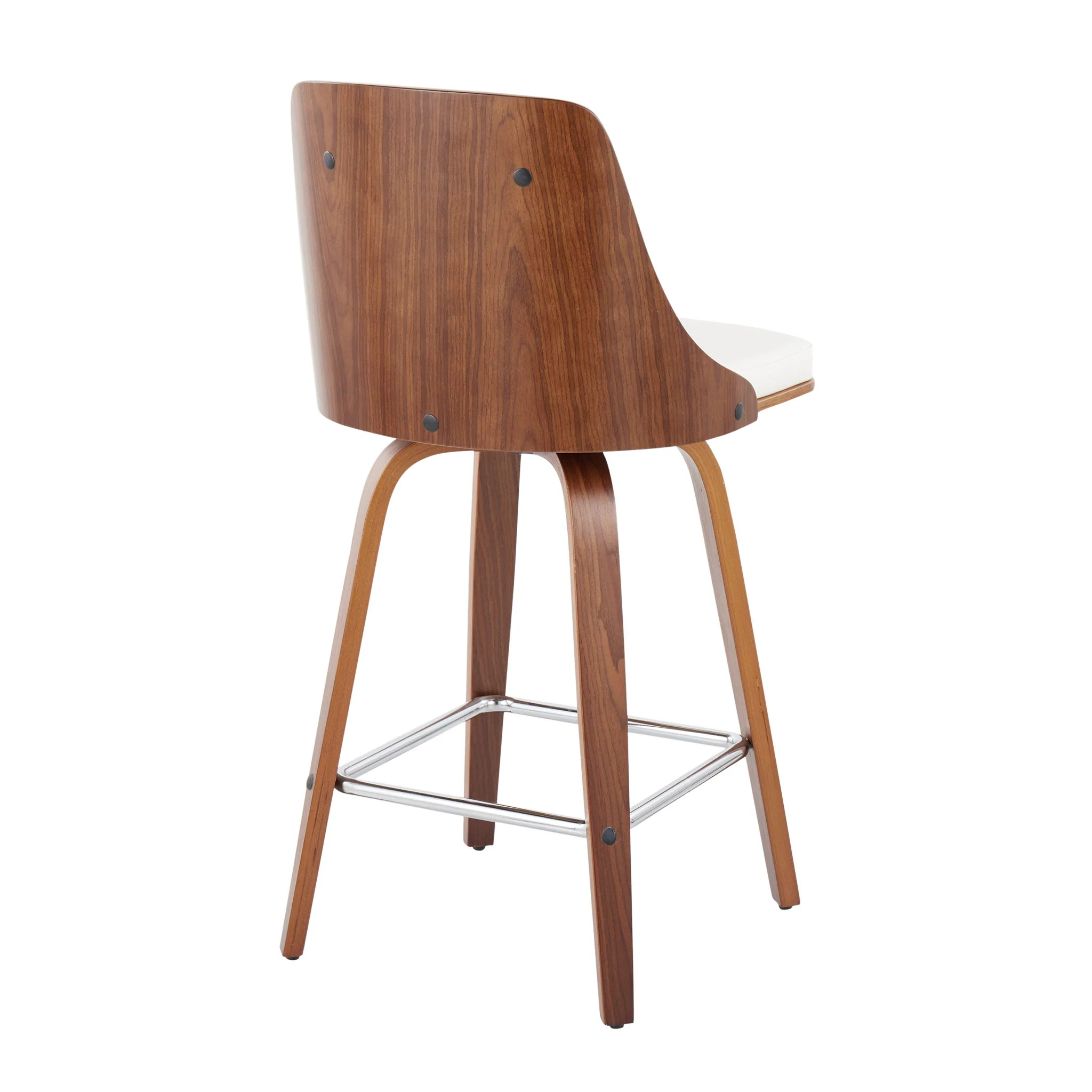 Gianna - Mid Century Modern Fixed Height Counter Stool With Swivel With Square Footrest (Set of 2) - Image 9