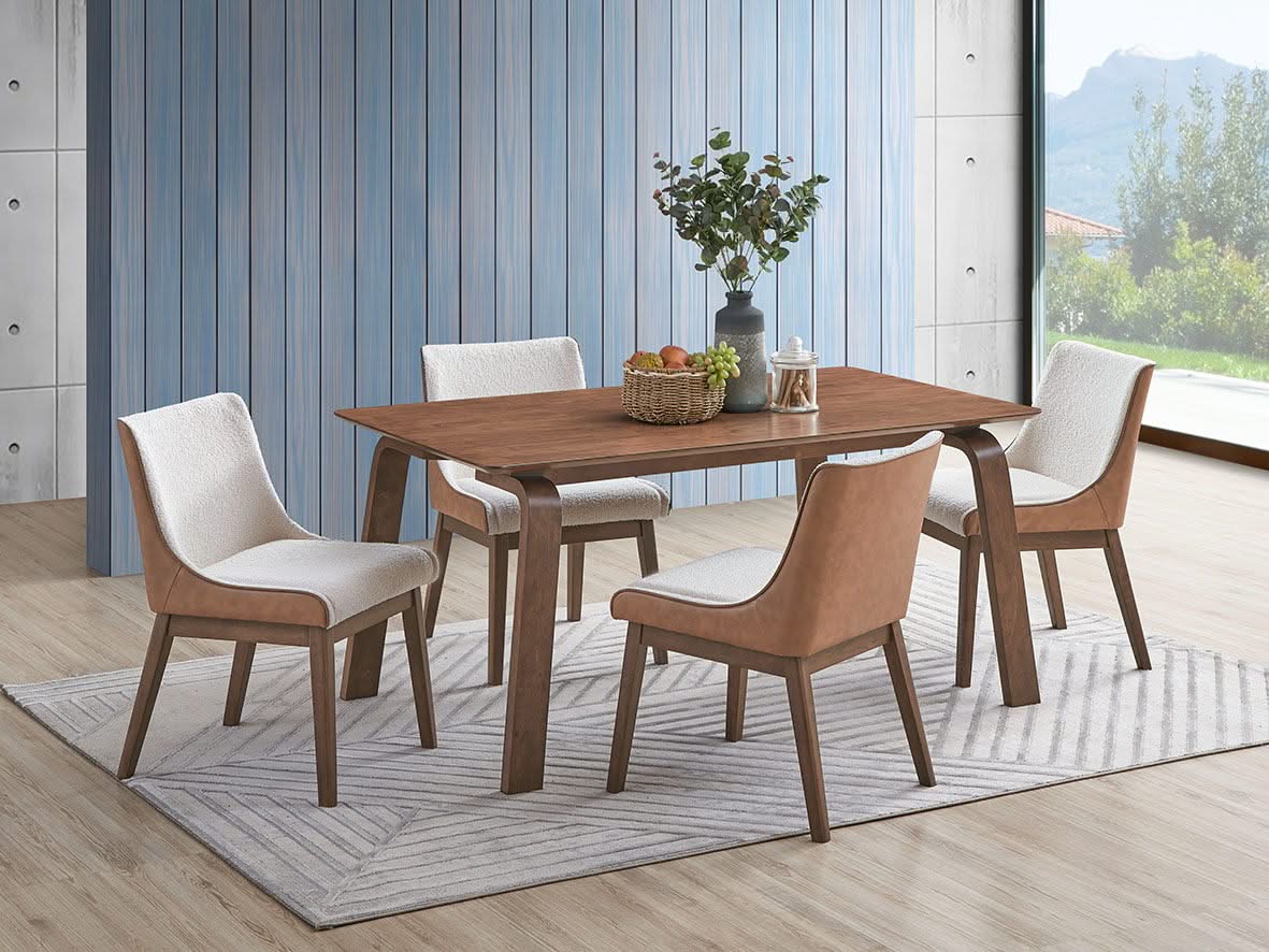 Ginny - 5 Piece With Side Chairs Dining Room Set - Walnut - Image 4