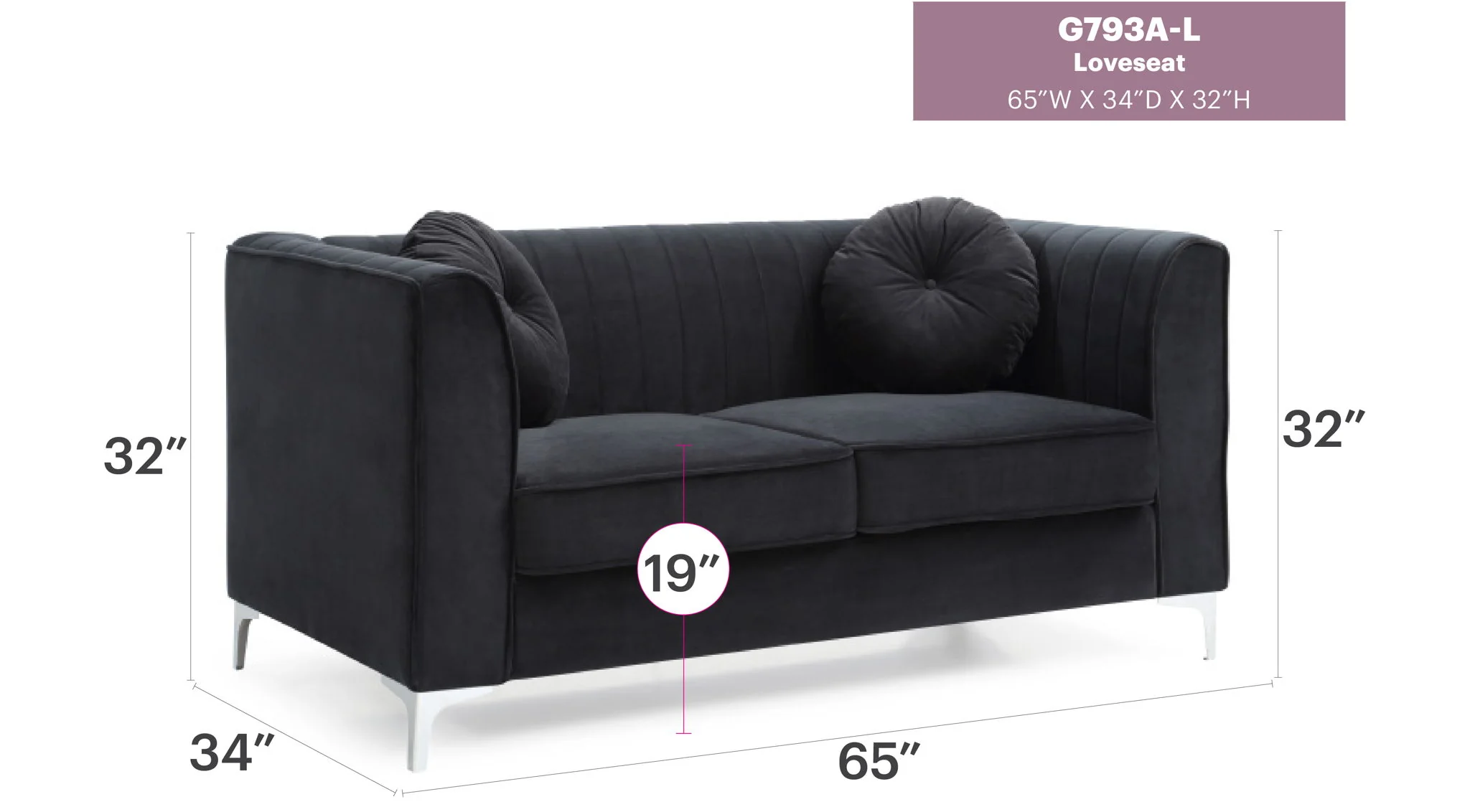 Glam Styled Micro Suede Loveseat - Image 16