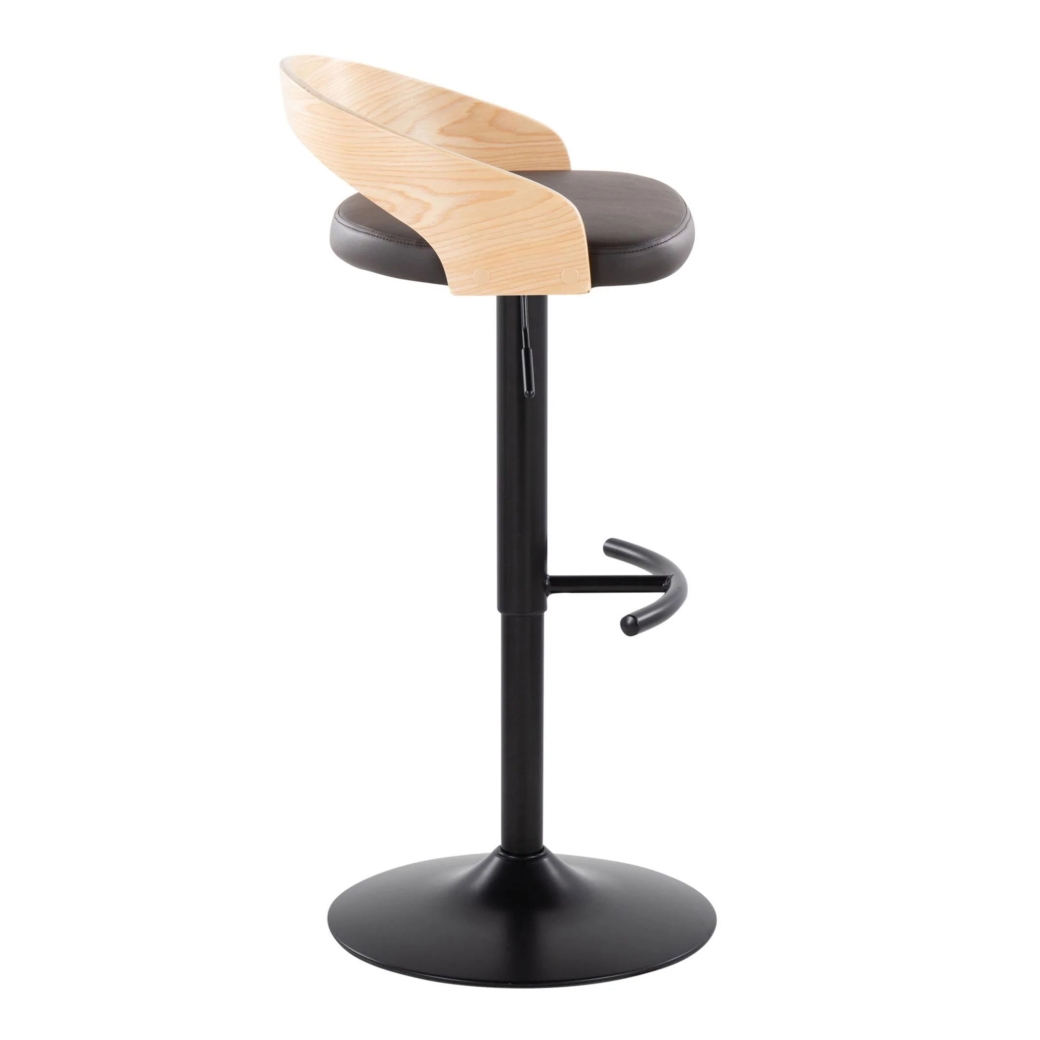 Grotto - Contemporary Adjustable Barstool With Swivel & Rounded T Footrest (Set of 2) - Image 9