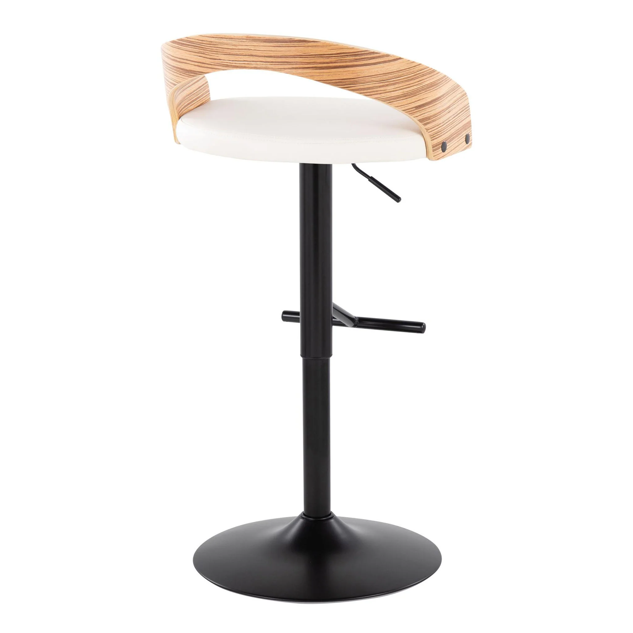 Grotto - Contemporary Adjustable Barstool With Swivel & Straight T Footrest (Set of 2) - Image 5