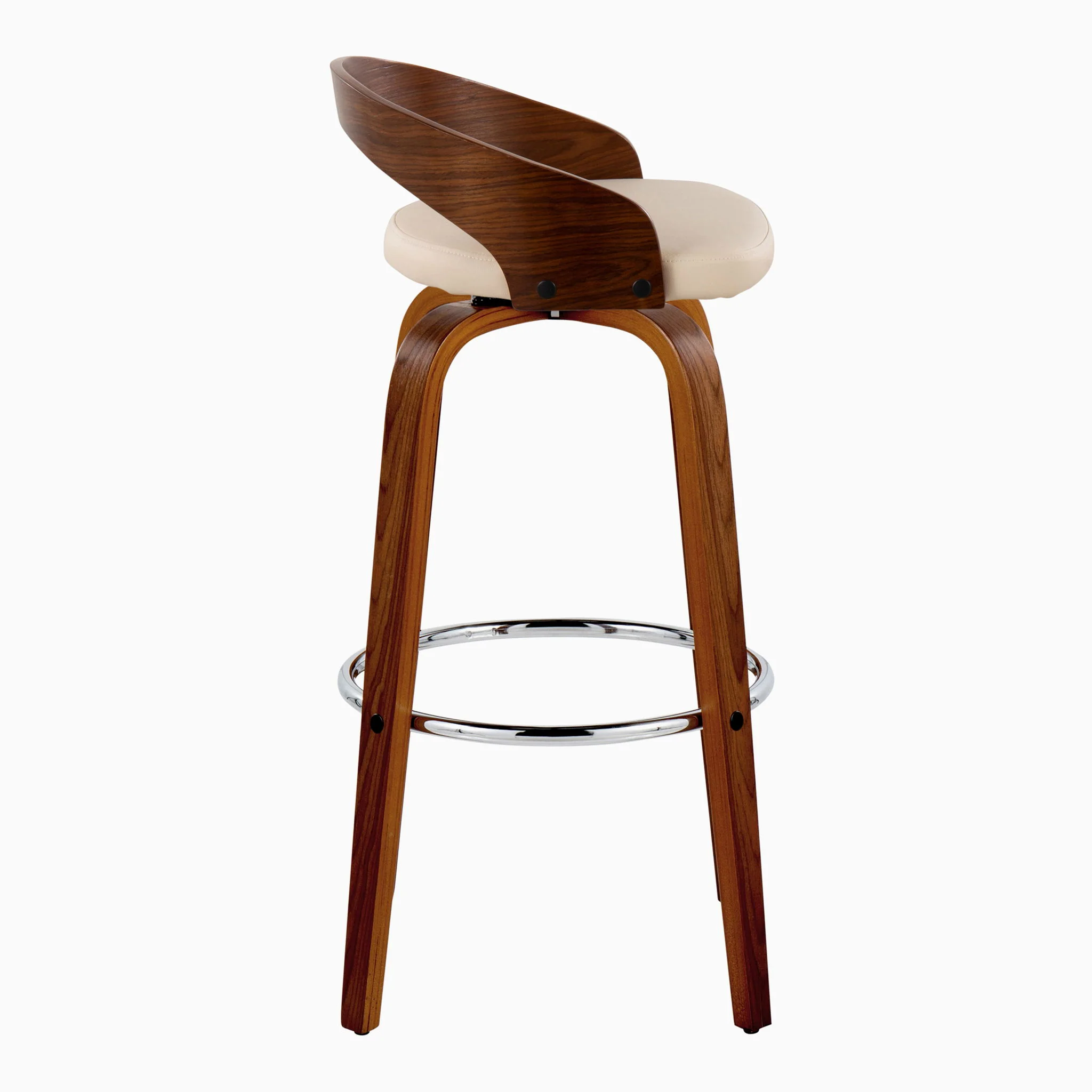 Grotto - Contemporary Fixed Height Barstool With Swivel With Round Footrest (Set of 2) - Image 5