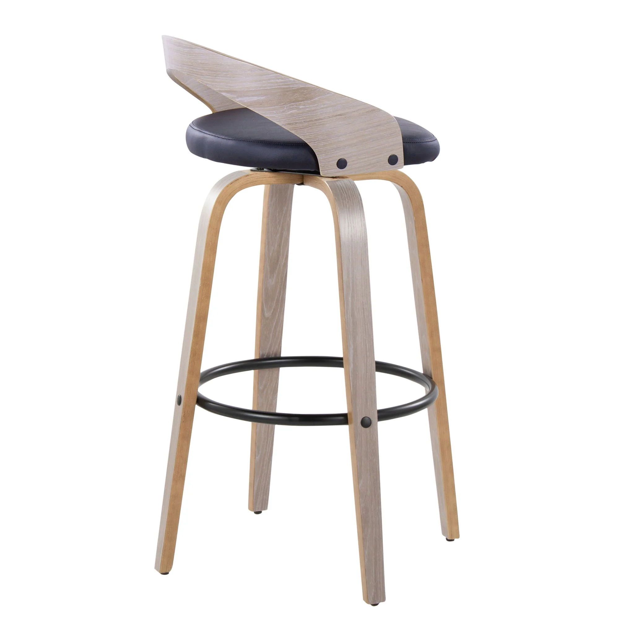 Grotto - Contemporary Fixed Height Barstool With Swivel With Round Footrest (Set of 2) - Image 6