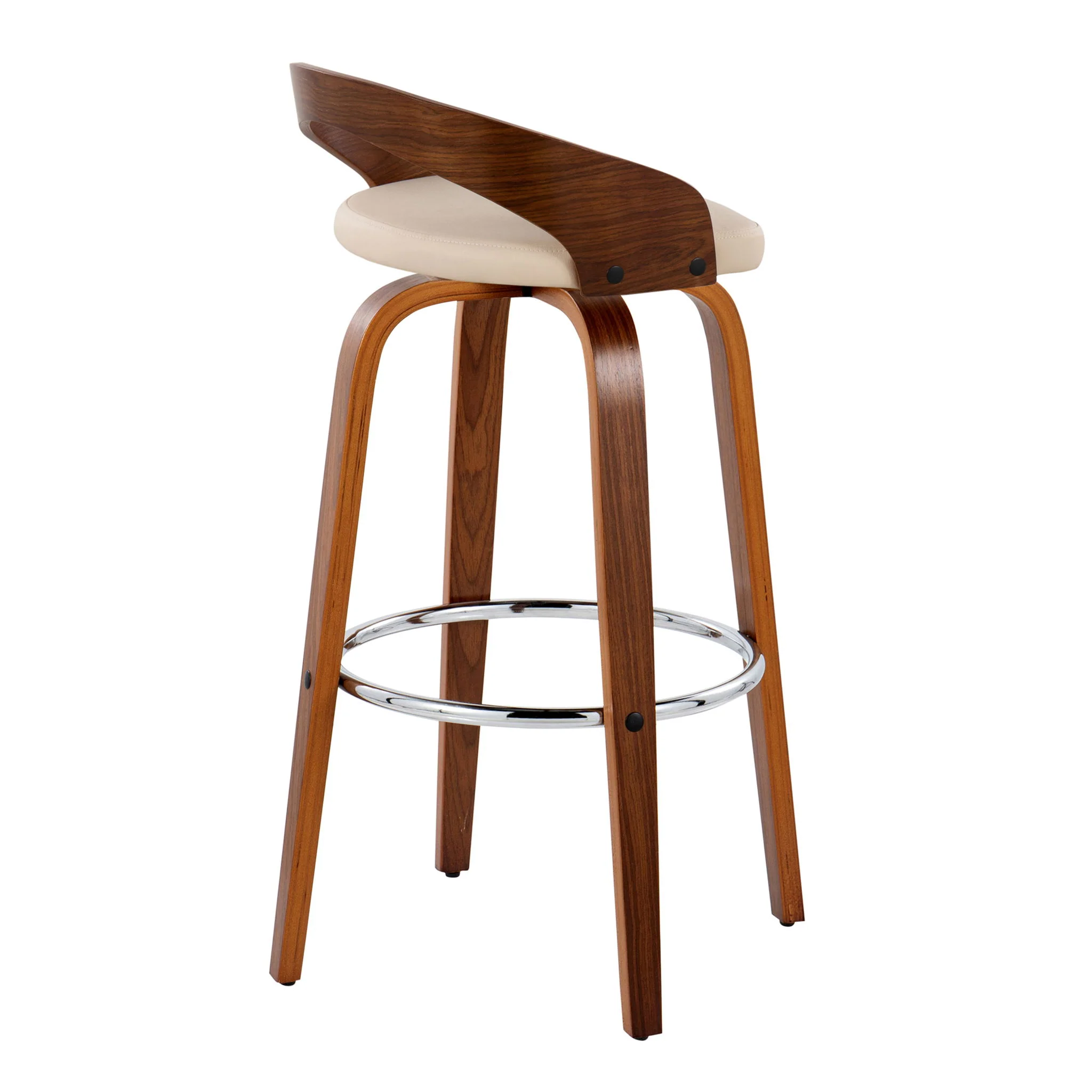 Grotto - Contemporary Fixed Height Barstool With Swivel With Round Footrest (Set of 2) - Image 7
