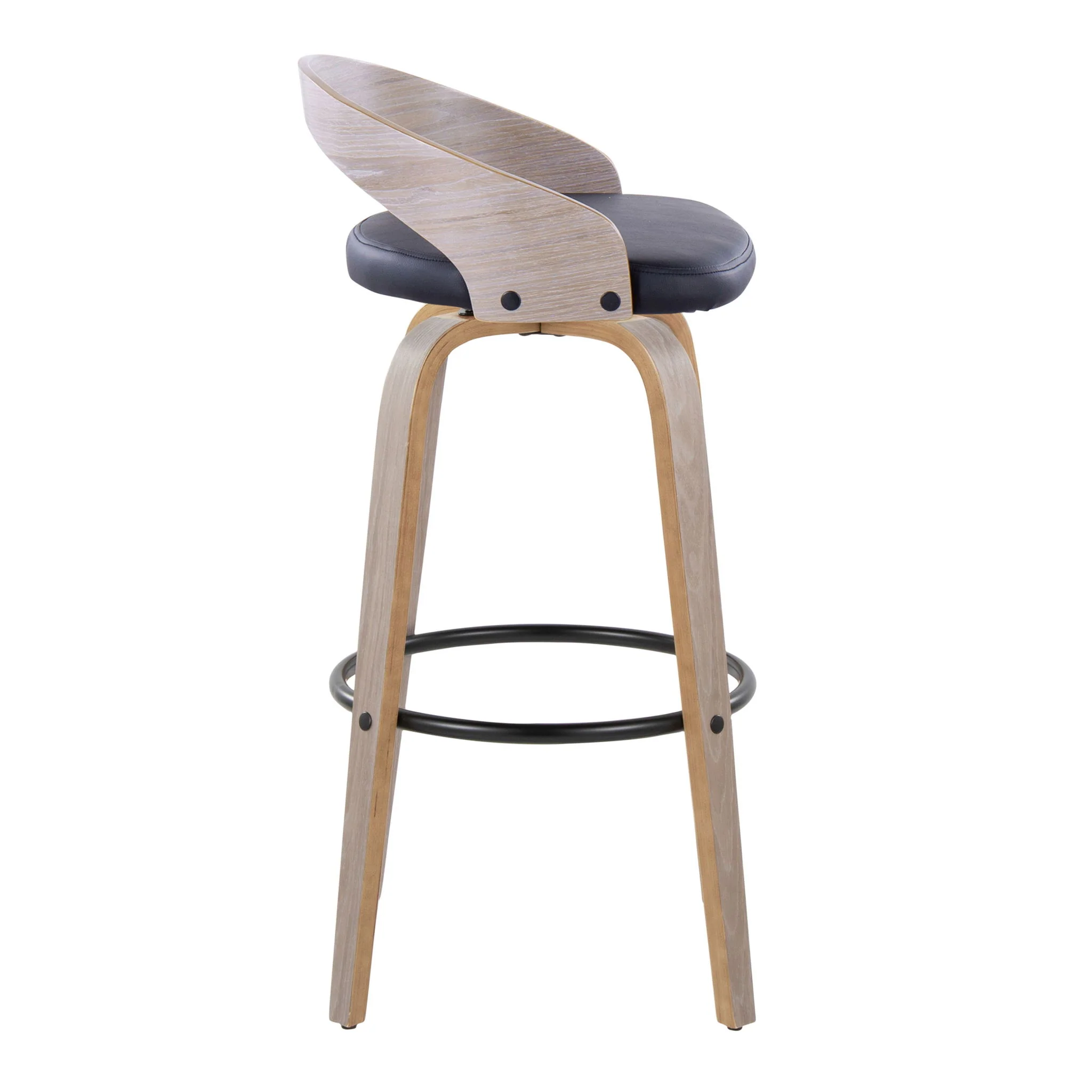 Grotto - Contemporary Fixed Height Barstool With Swivel With Round Footrest (Set of 2) - Image 8