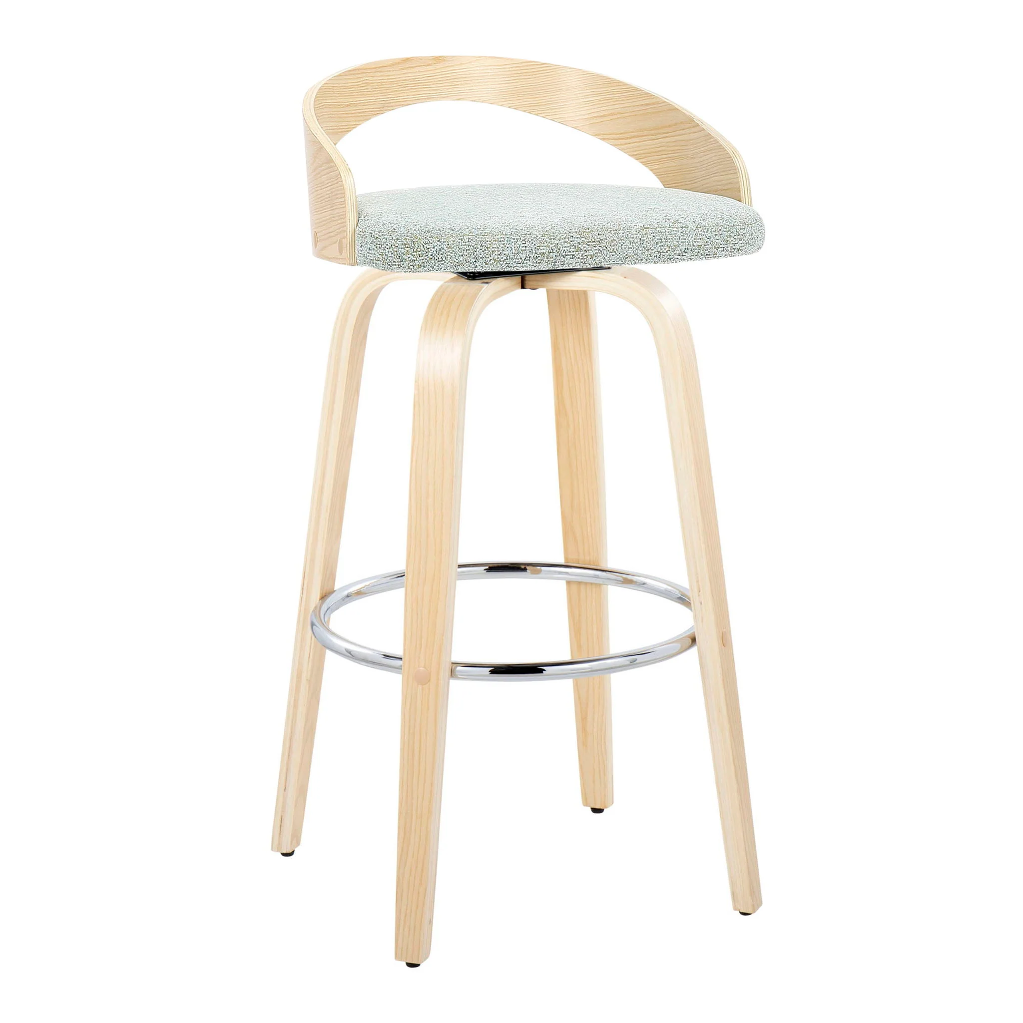 Grotto - Contemporary Fixed-Height Barstool With Swivel With Round Footrest (Set of 2) - Image 6