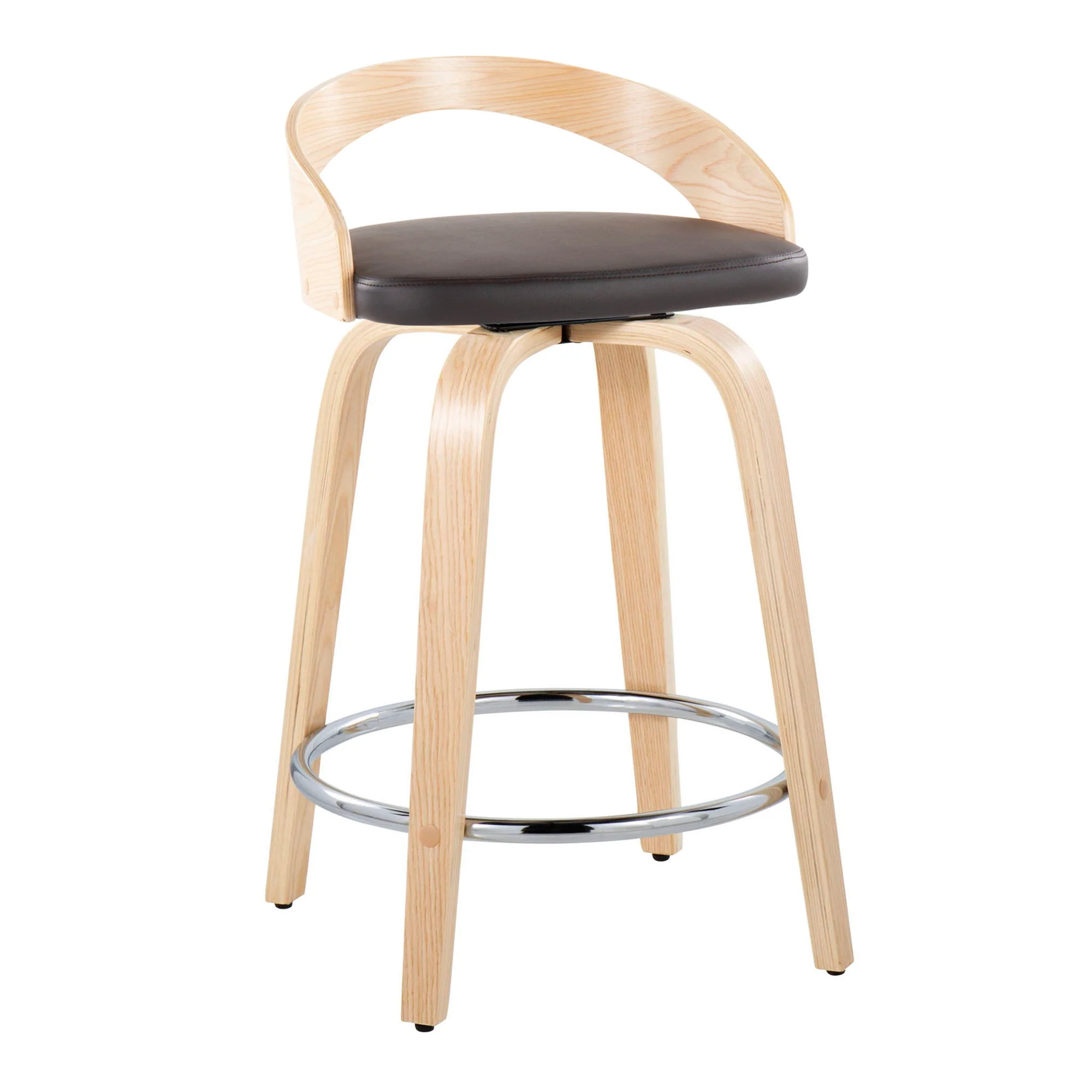 Grotto - Contemporary Fixed Height Counter Stool & Swivel, Round Footrest (Set of 2) - Image 10