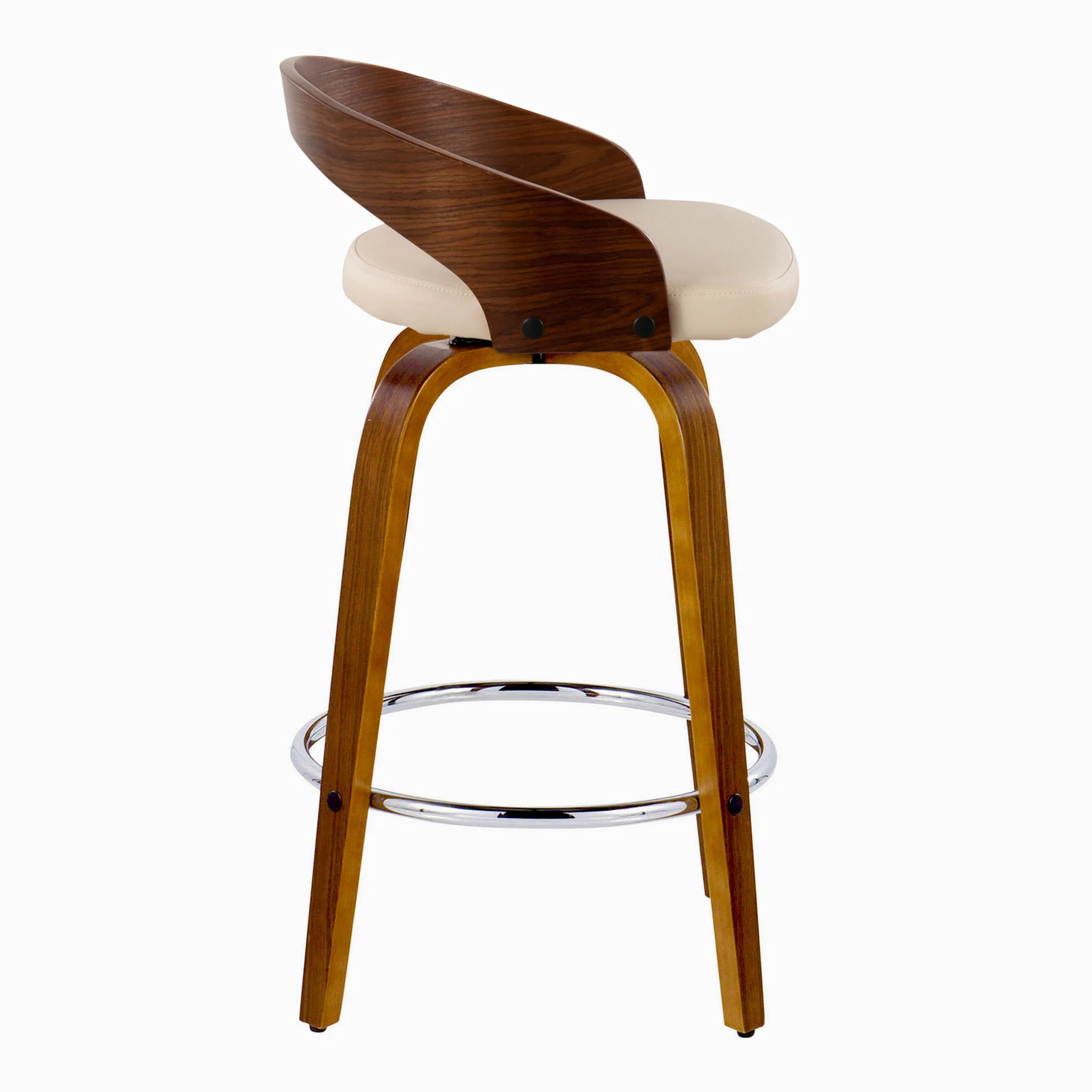 Grotto - Mid Century Modern Elegant Fixed Height Counter Stool With Swivel With Round Footrest (Set of 2) - Image 2